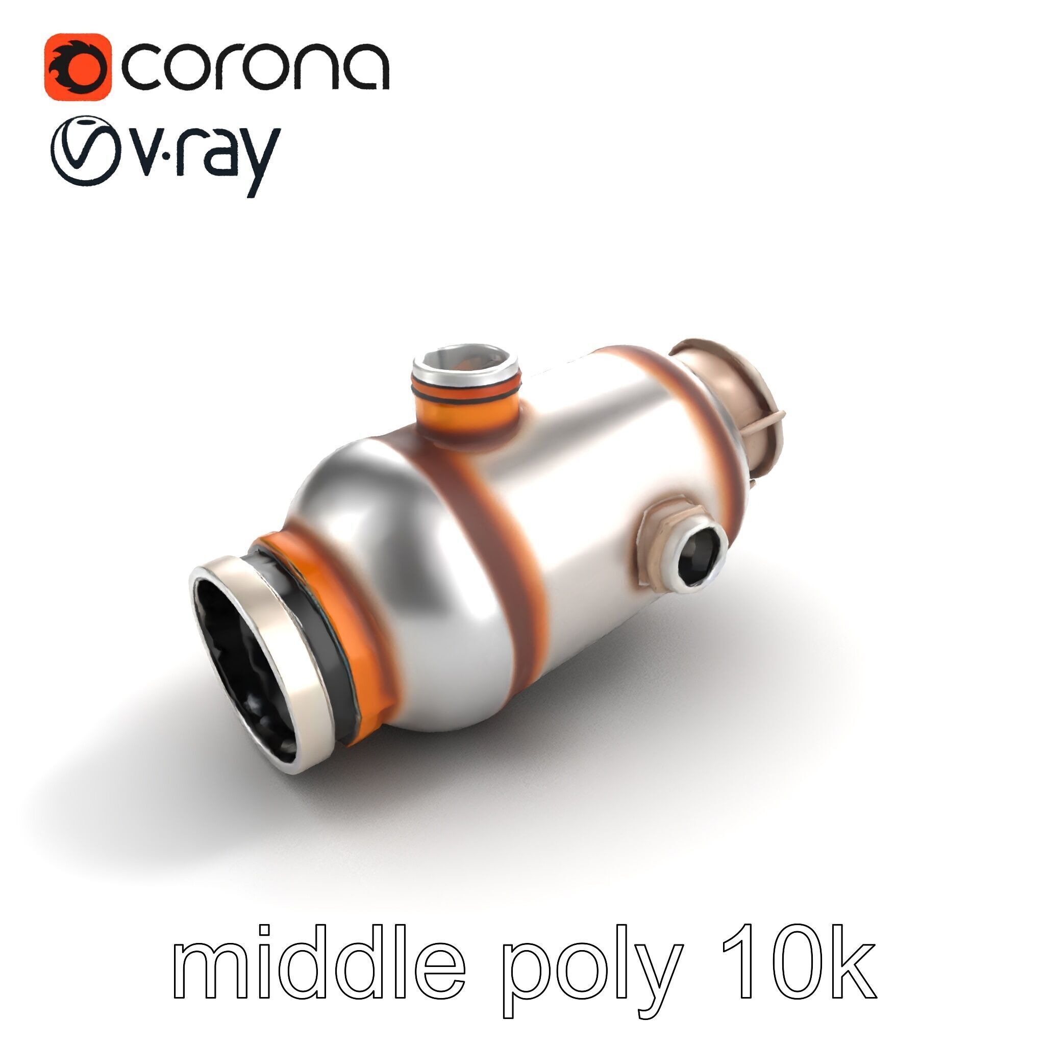 Advanced Catalytic Converter Cylindrical Model Pack Low-poly 3D model_8