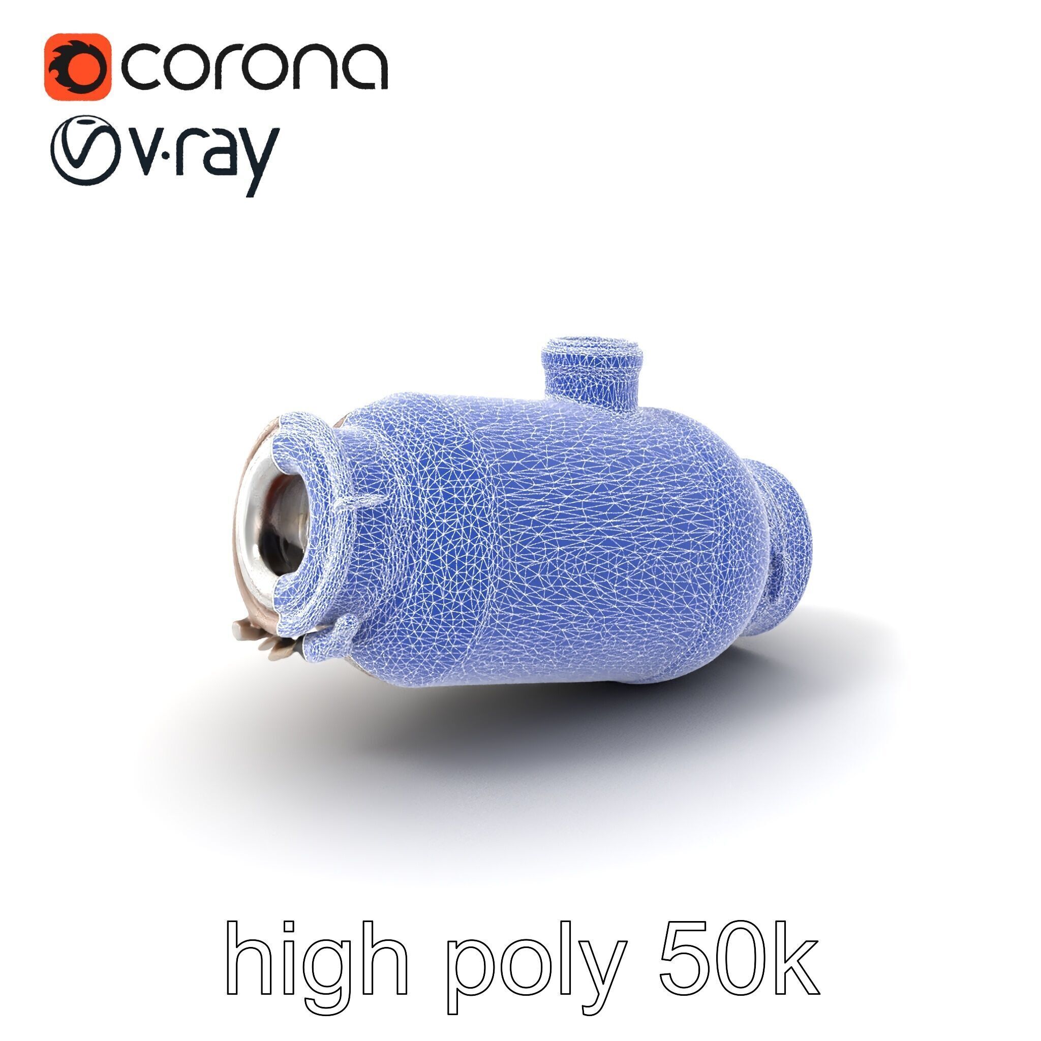 Advanced Catalytic Converter Cylindrical Model Pack Low-poly 3D model_10