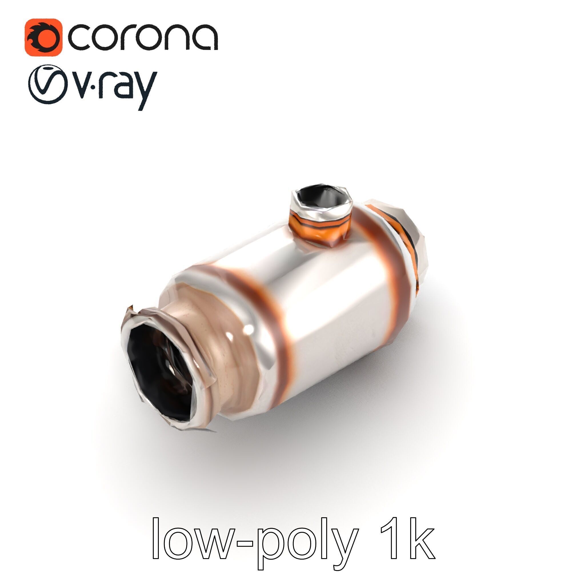 Advanced Catalytic Converter Cylindrical Model Pack Low-poly 3D model_26
