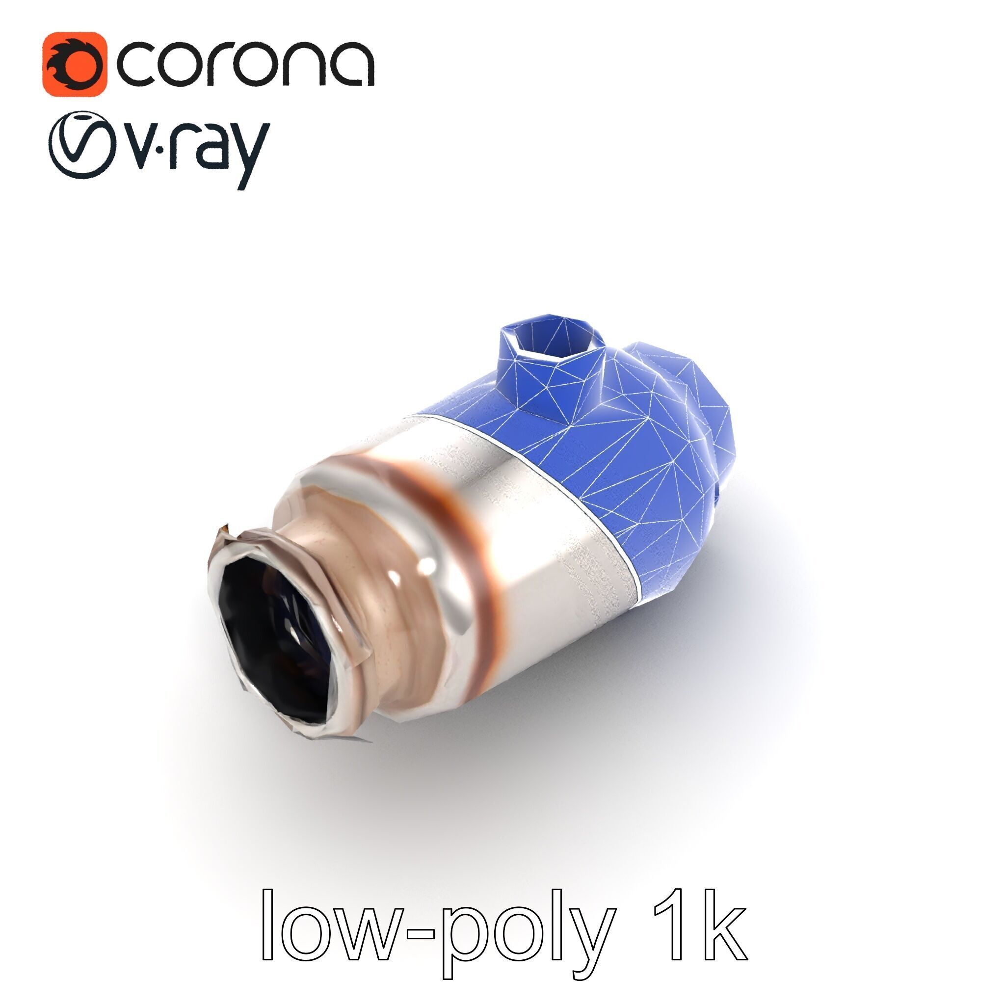 Advanced Catalytic Converter Cylindrical Model Pack Low-poly 3D model_17