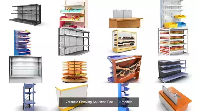Versatile Shelving Solutions Pack 3D Model Collection