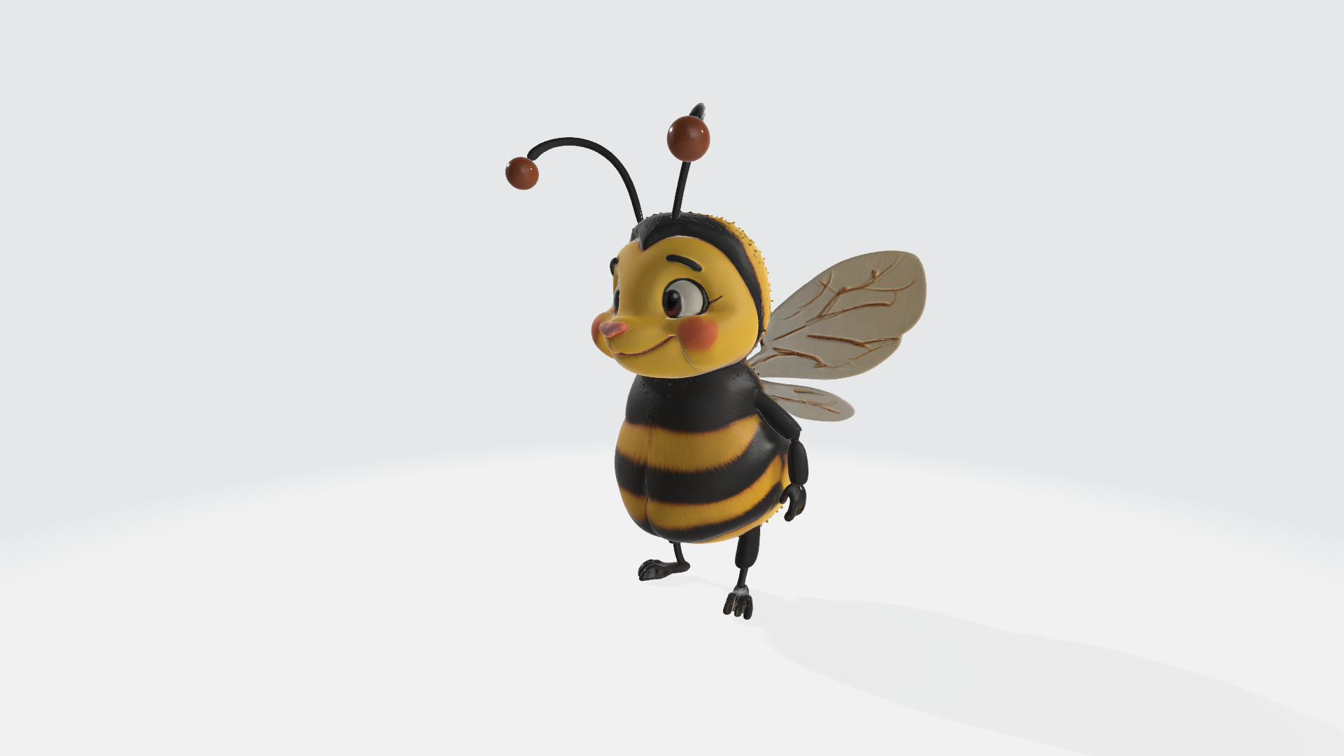 Cute Cartoon Bumblebee High Poly 3D model_1