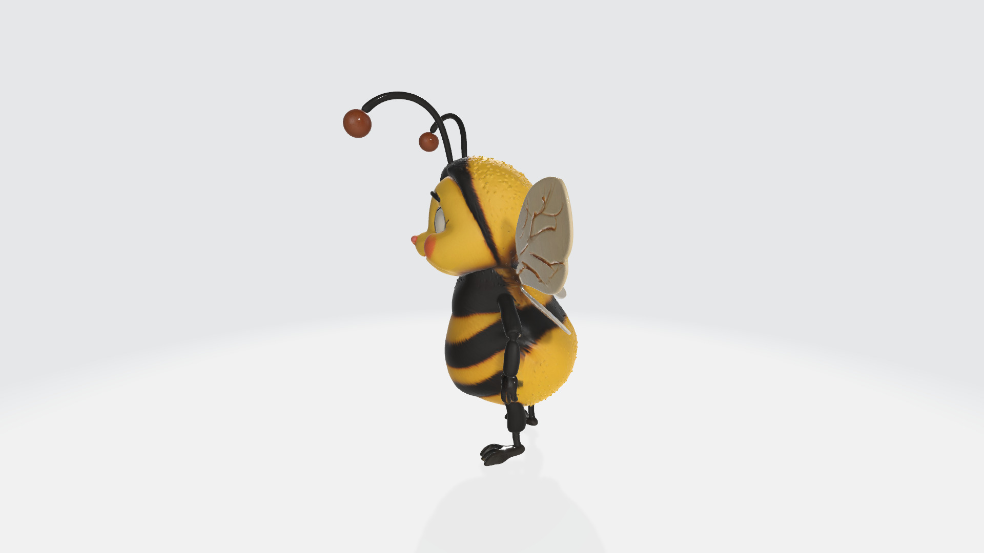 Cute Cartoon Bumblebee High Poly 3D model_2
