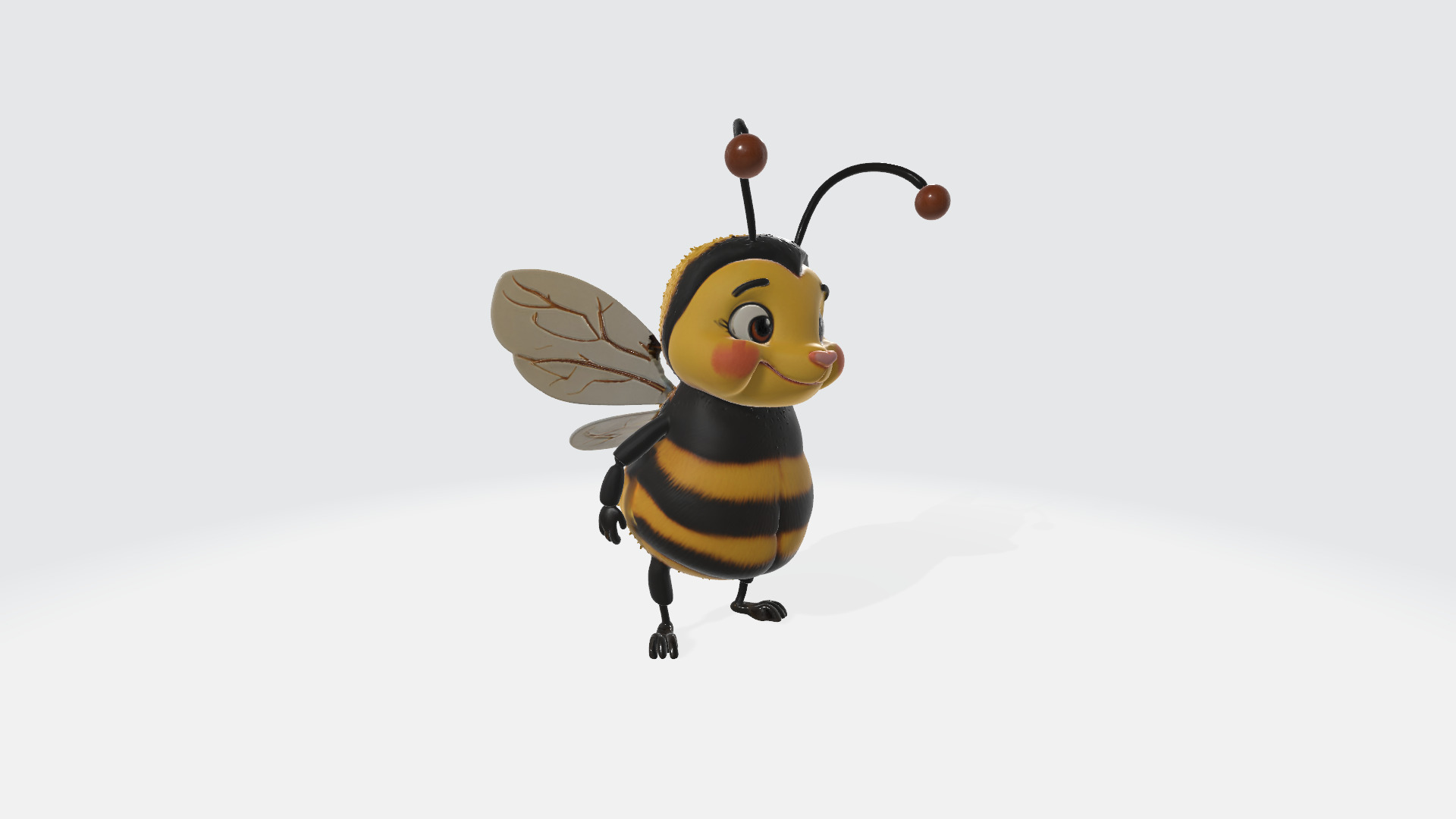 Cute Cartoon Bumblebee High Poly 3D model_7
