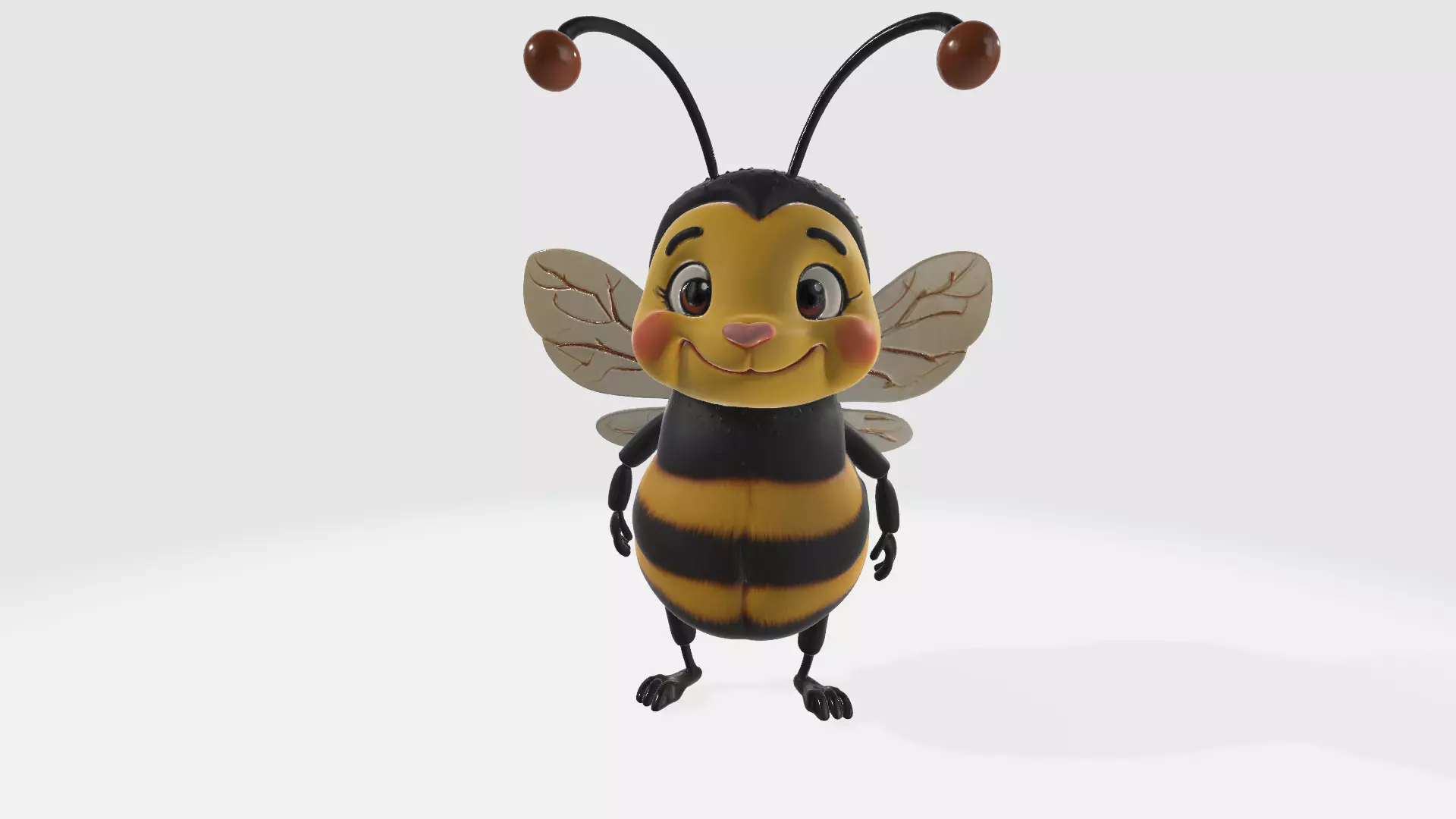 Cute Cartoon Bumblebee High Poly 3D model_0
