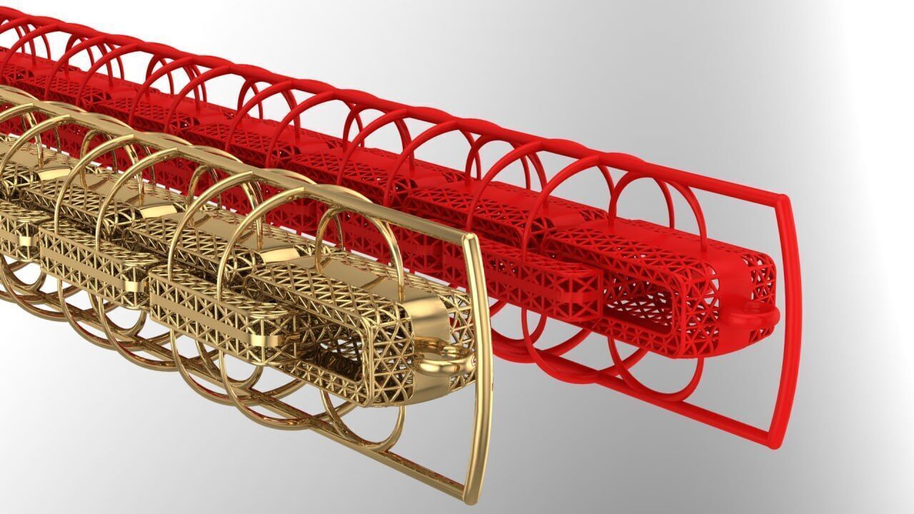 rectangular chain link bracelet 3D print model_1