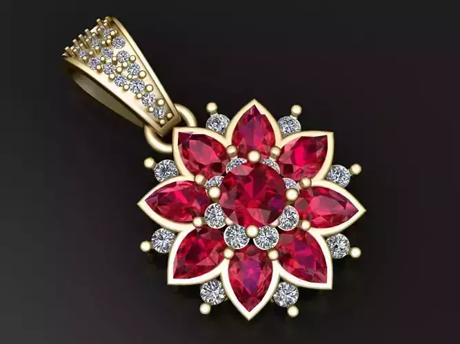 Red Crystal pandant 3d printable model