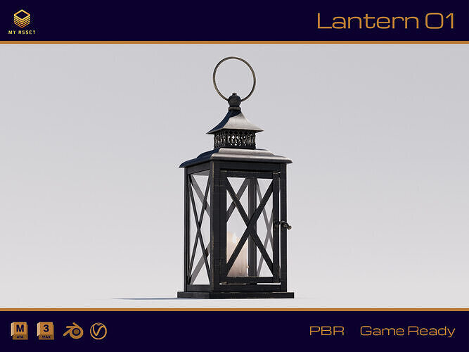 Lantern 01 Low-poly 3D model