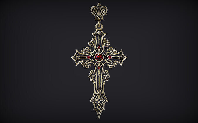 Gothic cross Pendant 02 3D print model