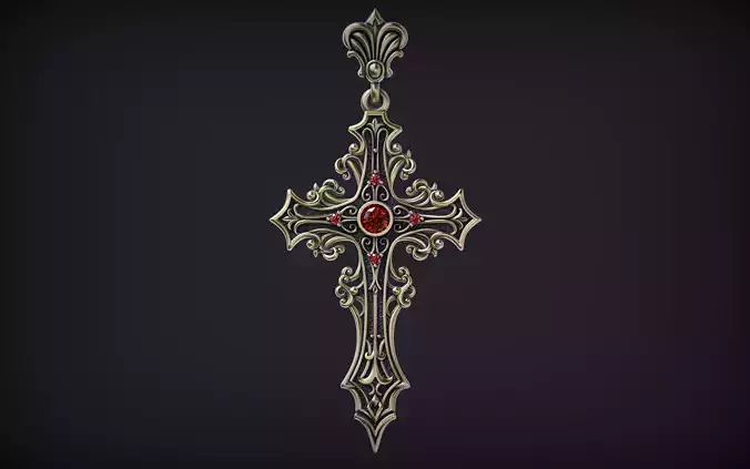 Gothic cross Pendant 02 3D print model