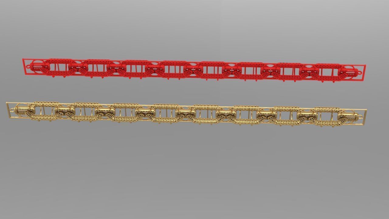 mixed rectangular chain link bracelet 3D print model_3