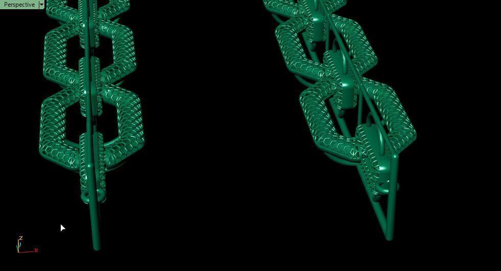 mixed rectangular chain link bracelet 3D print model_4