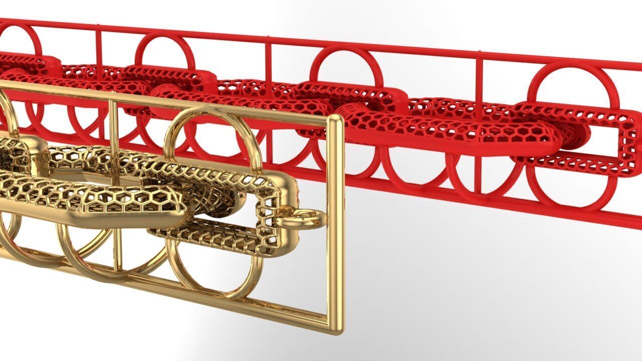 mixed rectangular chain link bracelet 3D print model_2