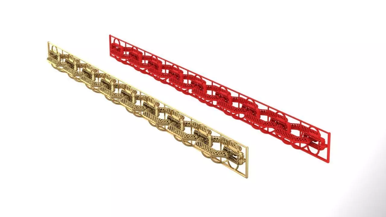 mixed rectangular chain link bracelet 3D print model_0