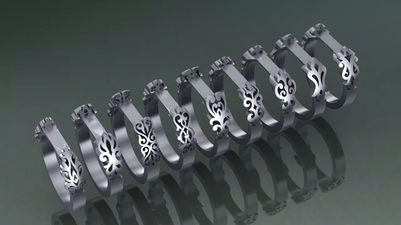 9 different ring frames 3D print model