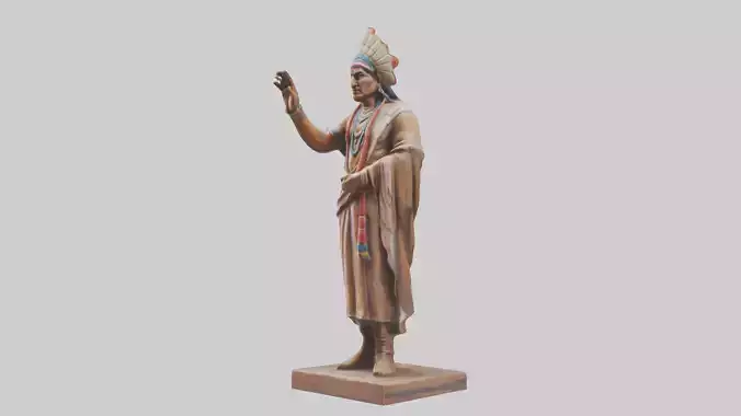 Indian Leader statue model Low-poly 3D model