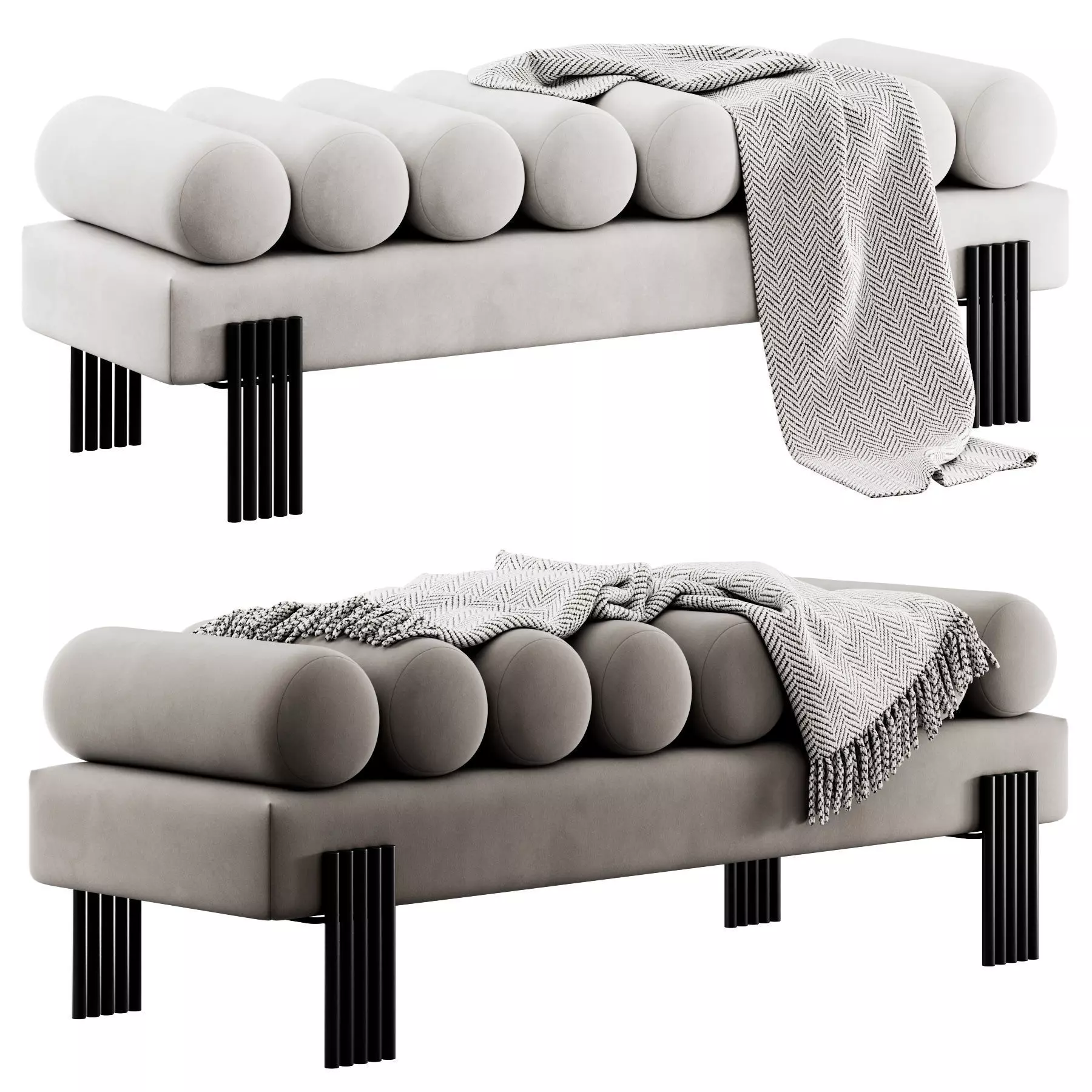 Ivalene Upholstered Bench By Wrought Studio 3D model