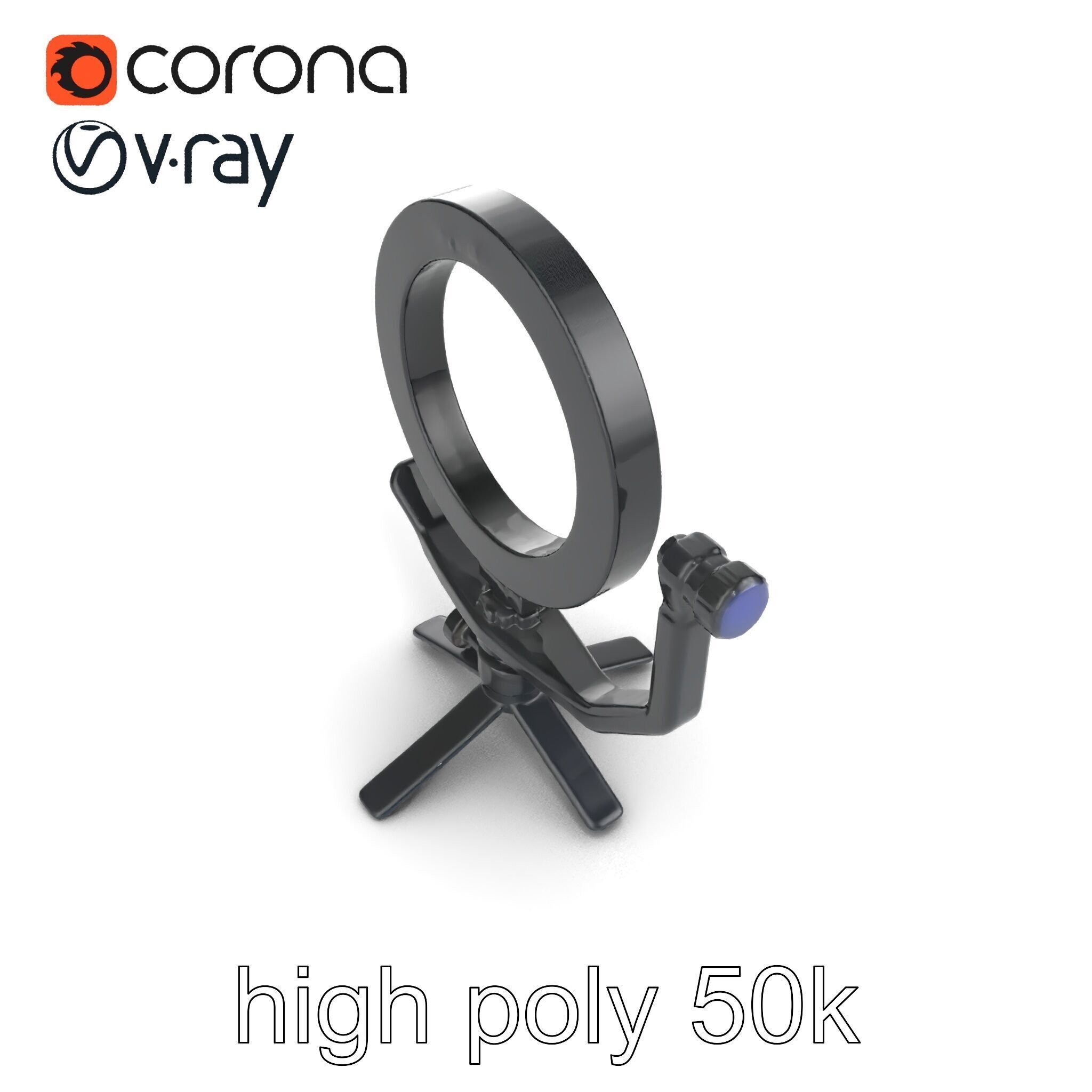 Compact LED Ring Light Adjustable Arms model pack Low-poly 3D model_17