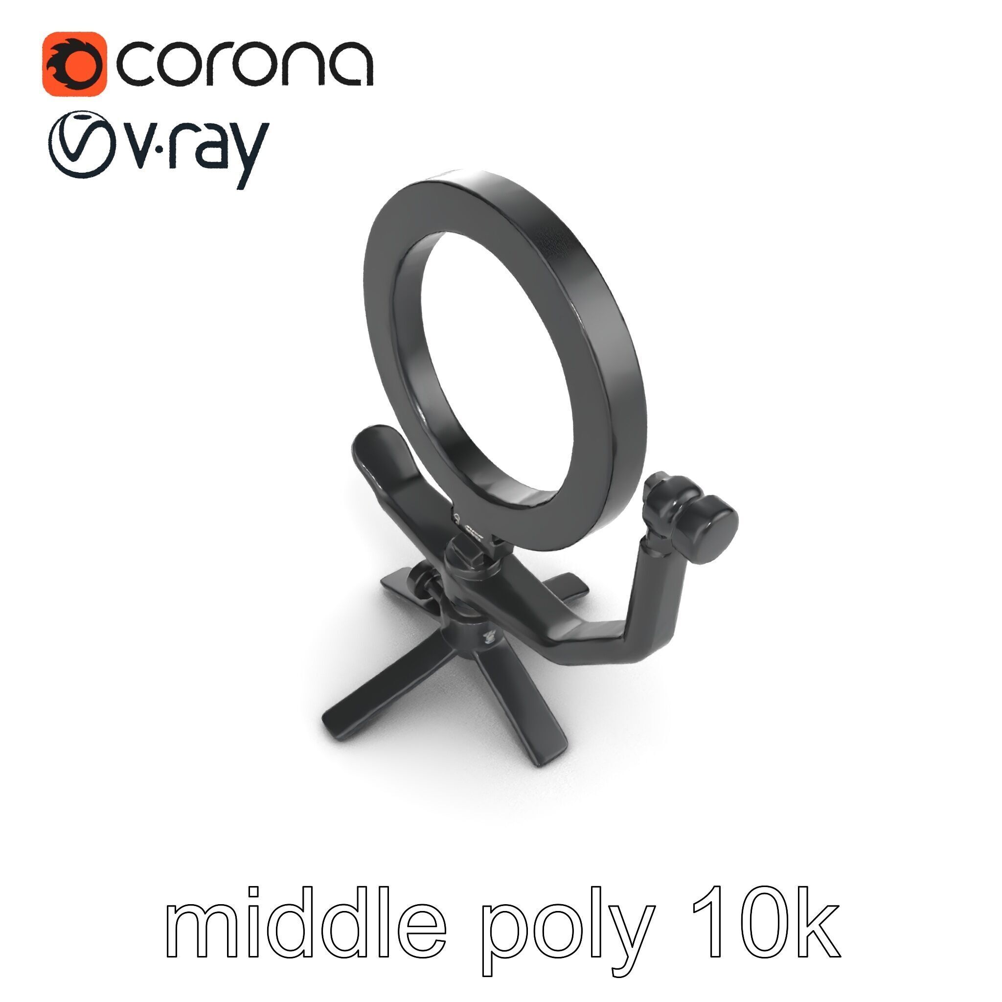 Compact LED Ring Light Adjustable Arms model pack Low-poly 3D model_22