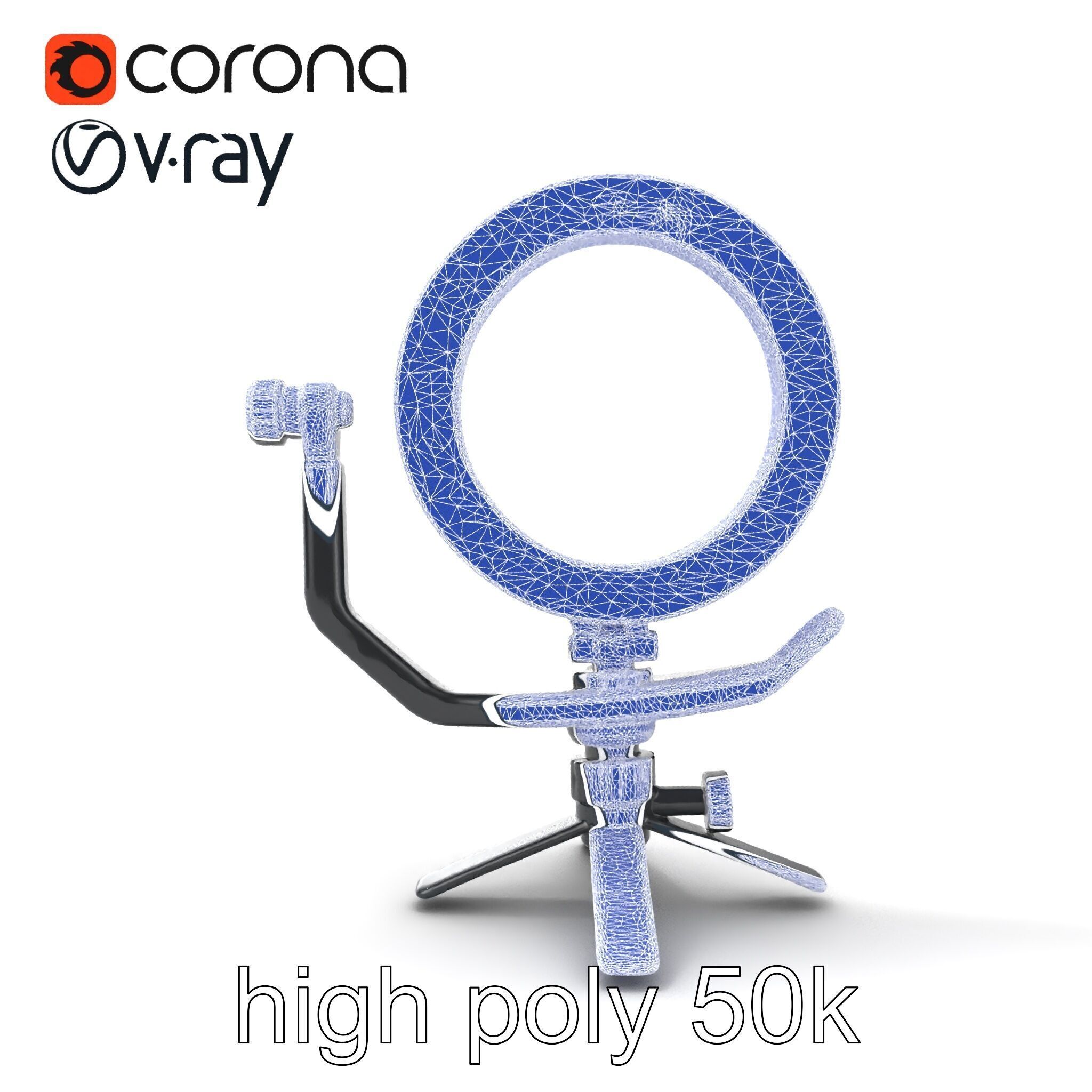 Compact LED Ring Light Adjustable Arms model pack Low-poly 3D model_29