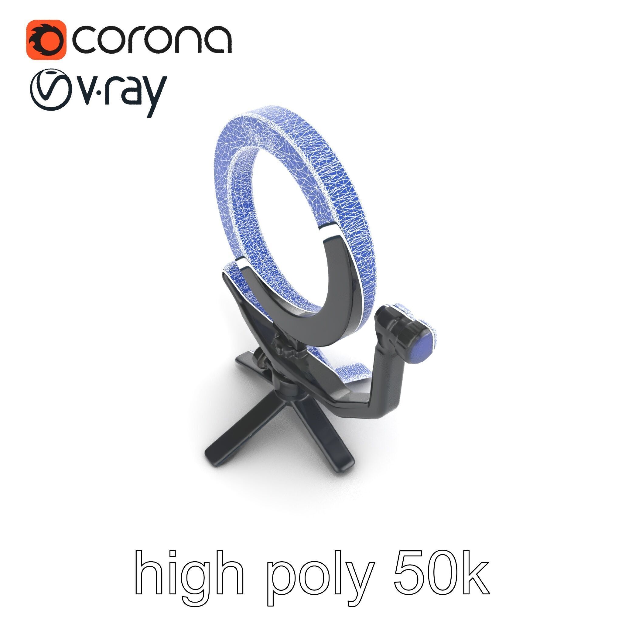 Compact LED Ring Light Adjustable Arms model pack Low-poly 3D model_25