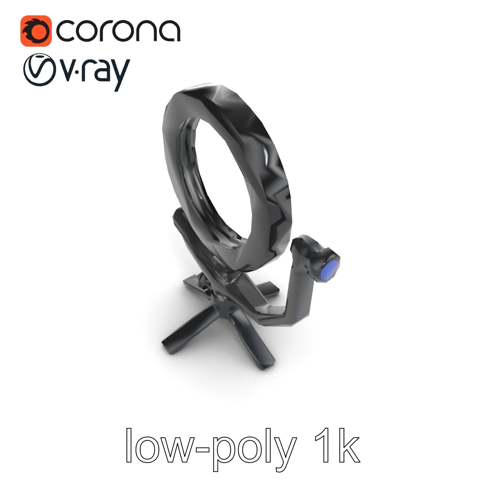 Compact LED Ring Light Adjustable Arms model pack Low-poly 3D model_24