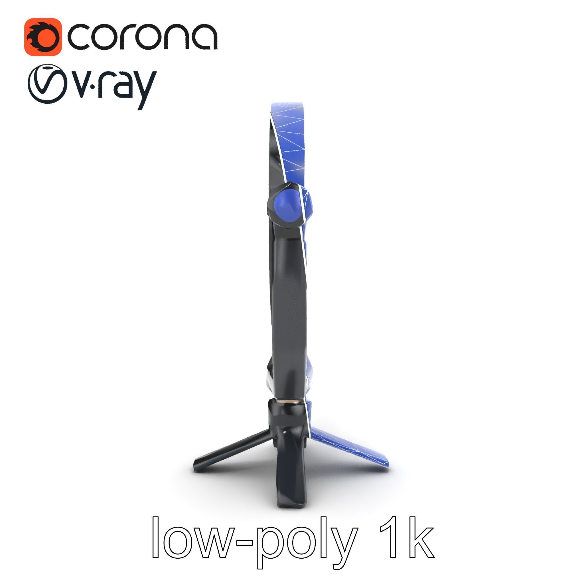 Compact LED Ring Light Adjustable Arms model pack Low-poly 3D model_18