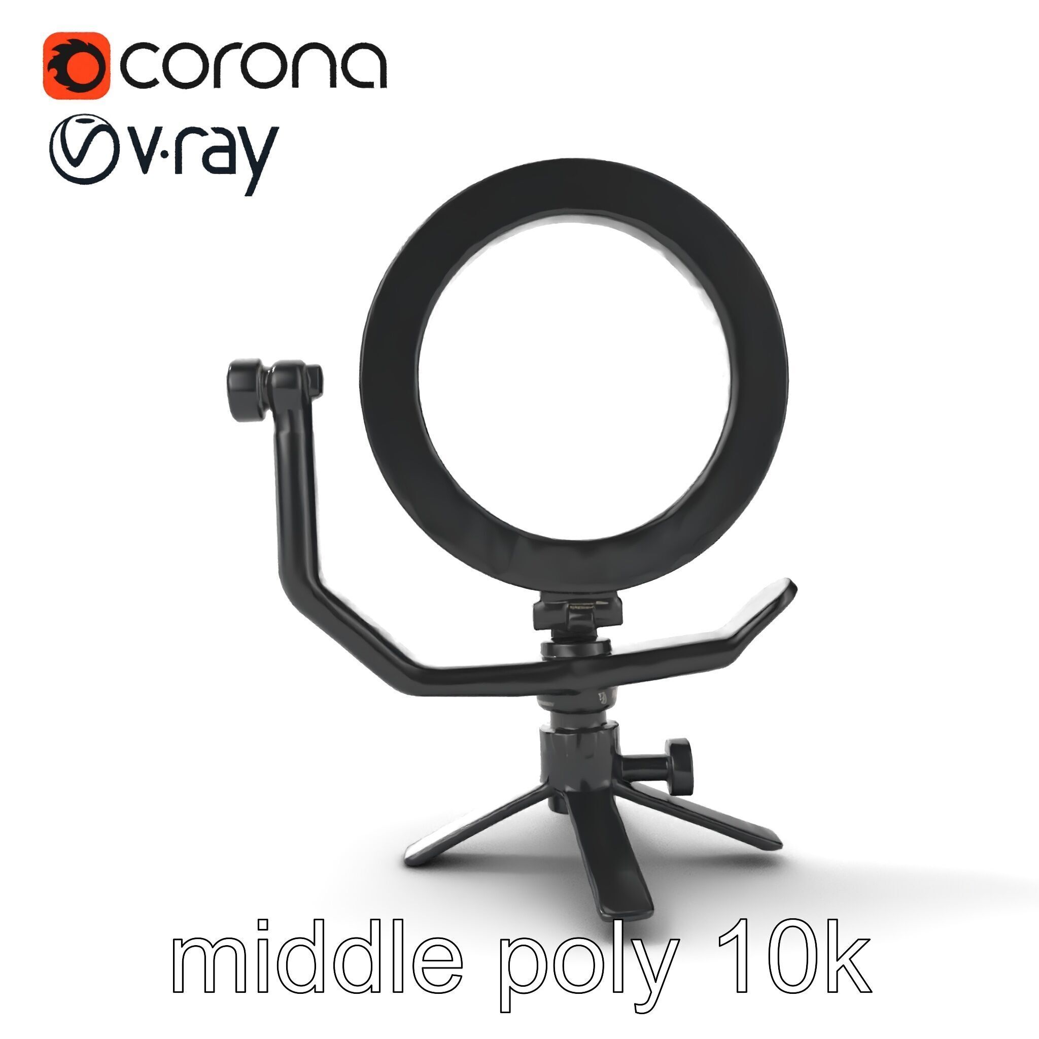 Compact LED Ring Light Adjustable Arms model pack Low-poly 3D model_12