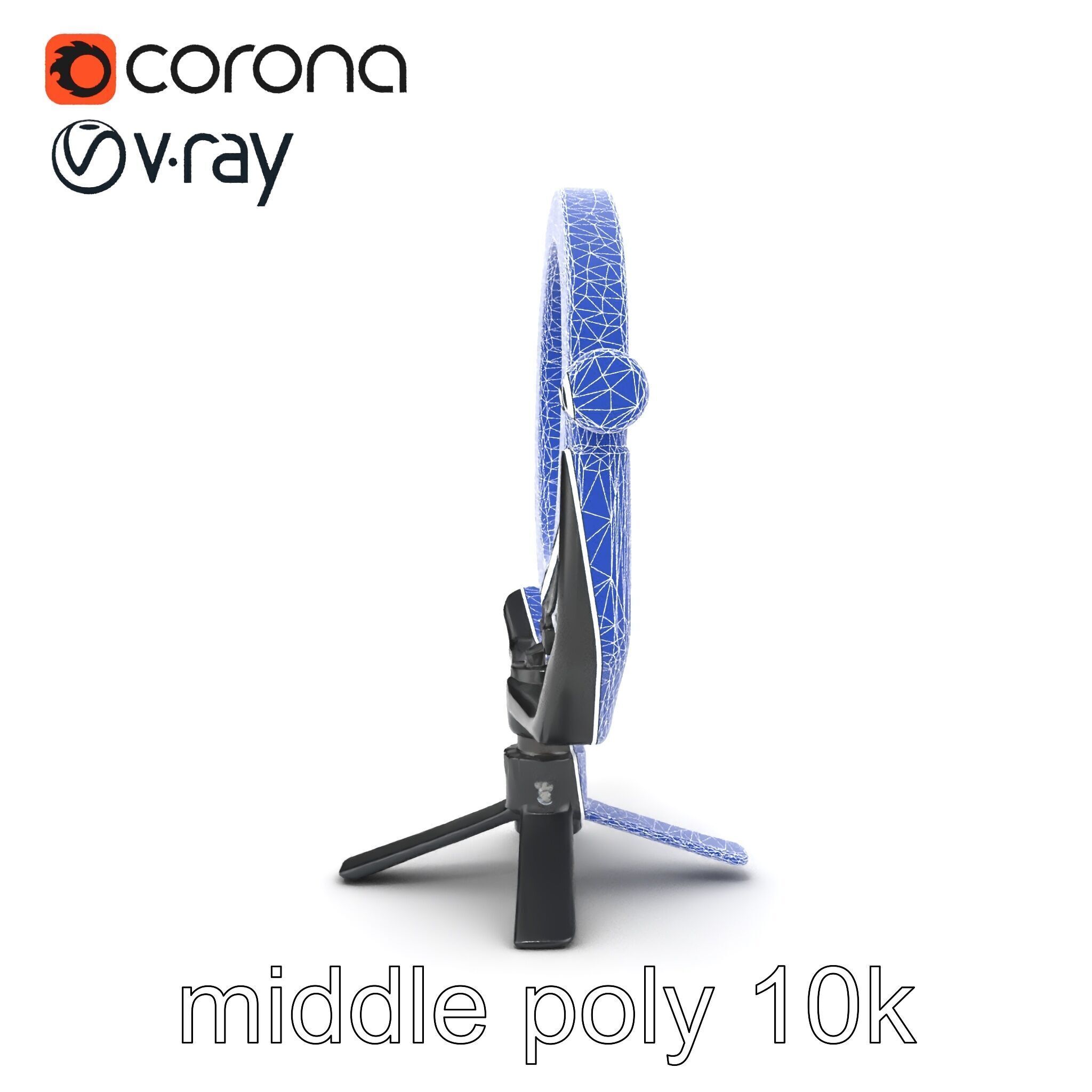 Compact LED Ring Light Adjustable Arms model pack Low-poly 3D model_10