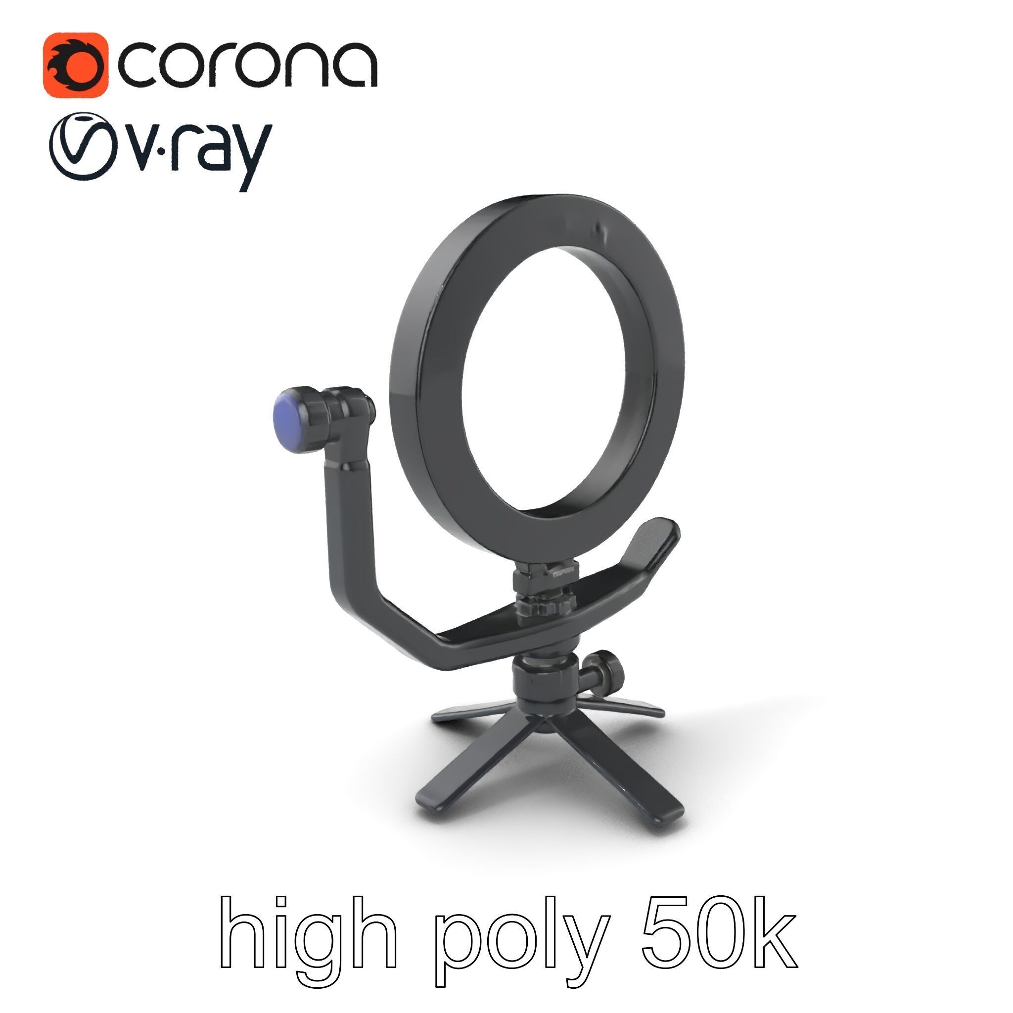 Compact LED Ring Light Adjustable Arms model pack Low-poly 3D model_2