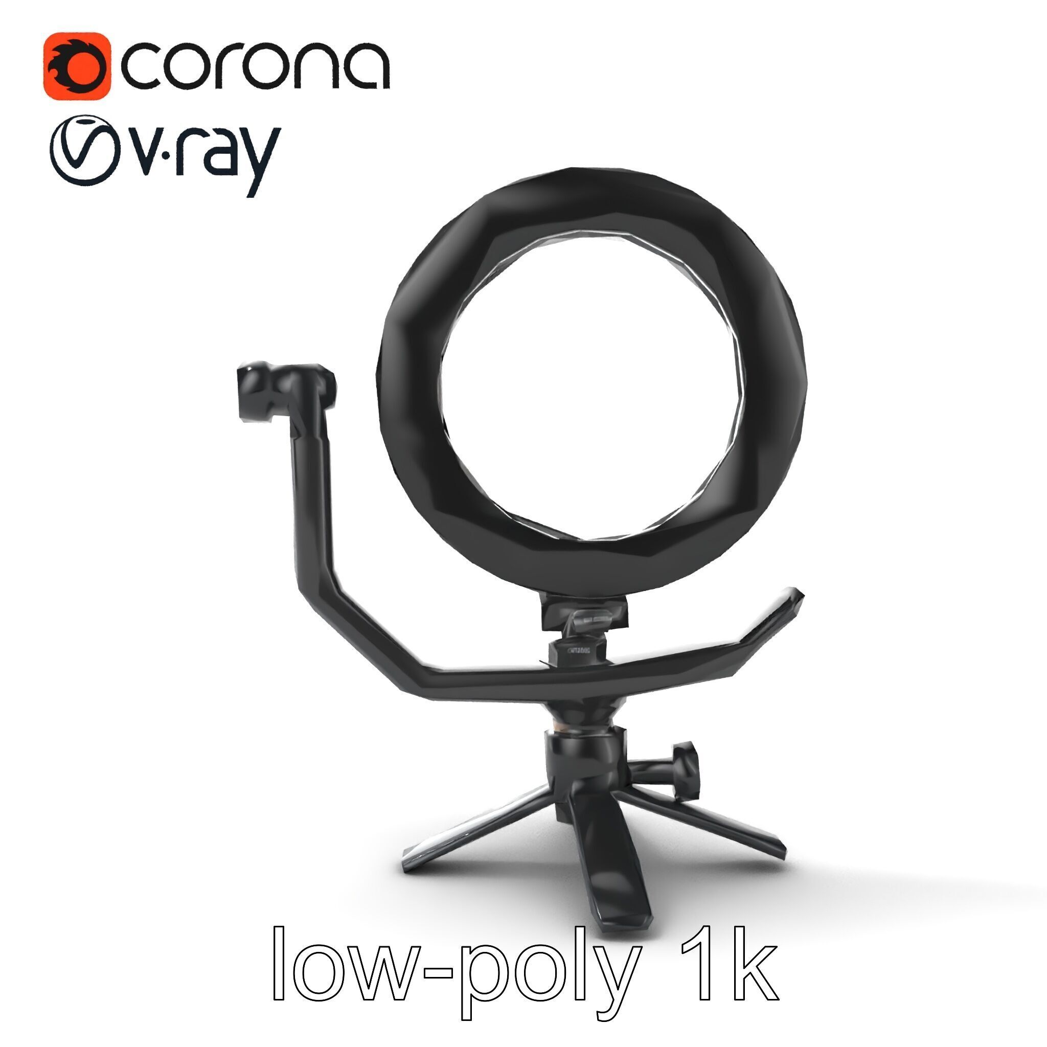 Compact LED Ring Light Adjustable Arms model pack Low-poly 3D model_20