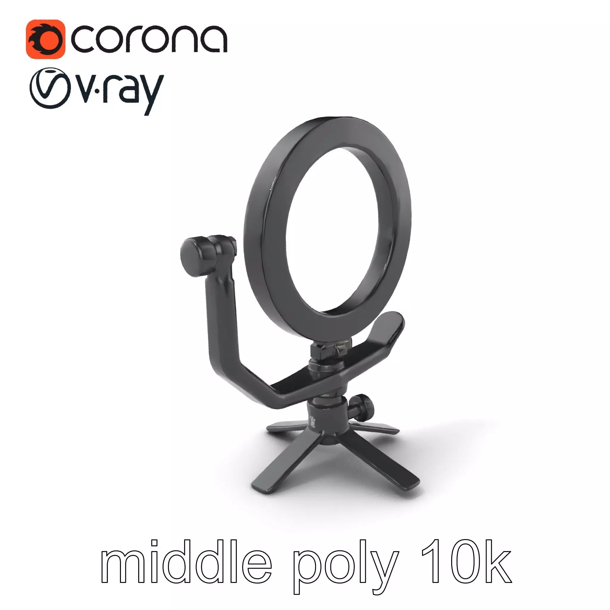 Compact LED Ring Light Adjustable Arms model pack Low-poly 3D model_0