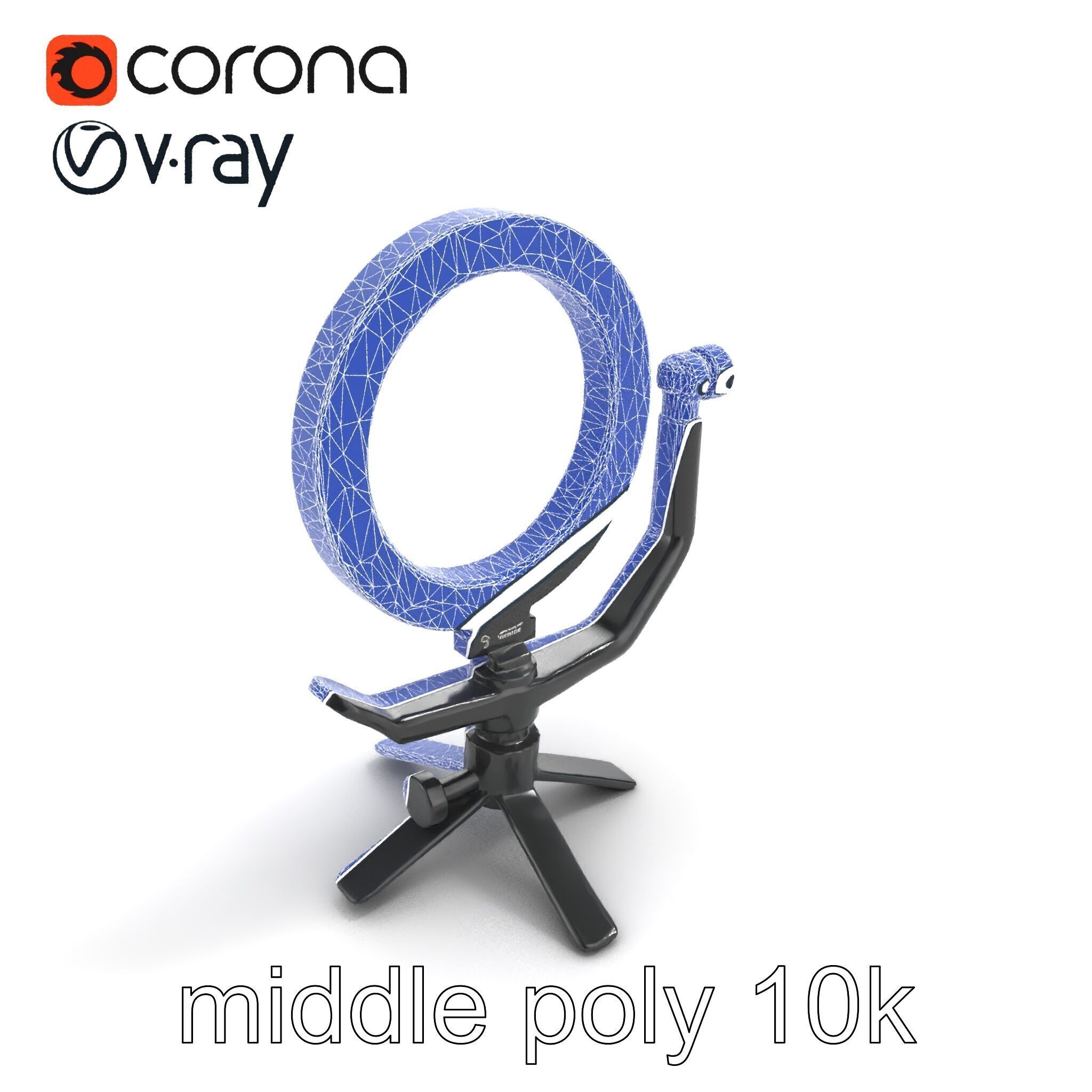 Compact LED Ring Light Adjustable Arms model pack Low-poly 3D model_13