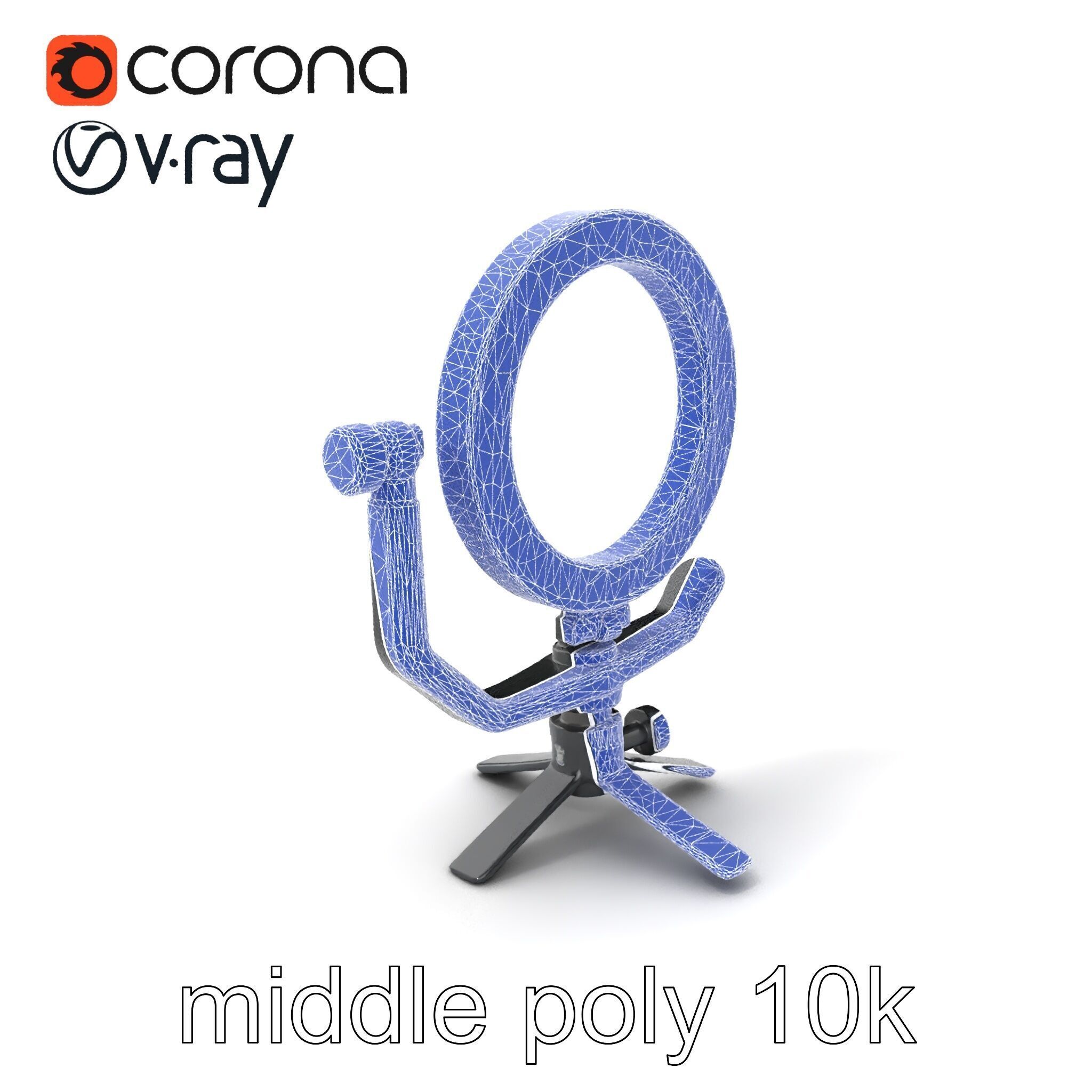 Compact LED Ring Light Adjustable Arms model pack Low-poly 3D model_5