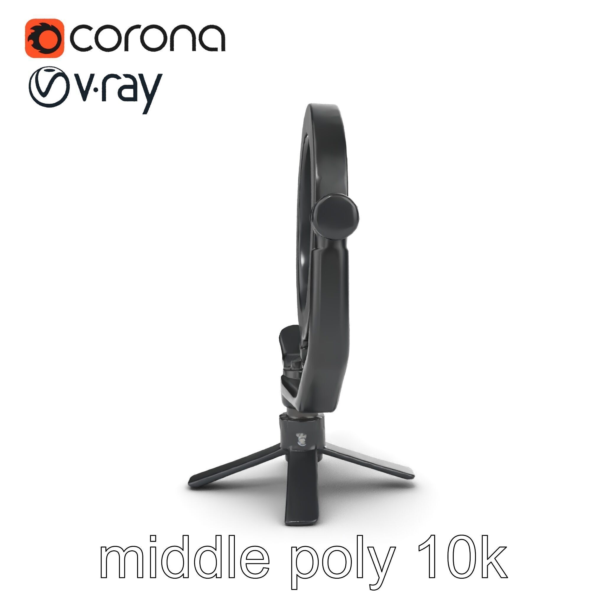 Compact LED Ring Light Adjustable Arms model pack Low-poly 3D model_11