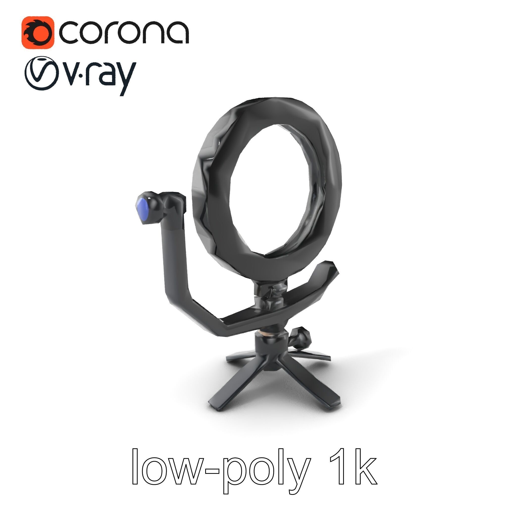 Compact LED Ring Light Adjustable Arms model pack Low-poly 3D model_4