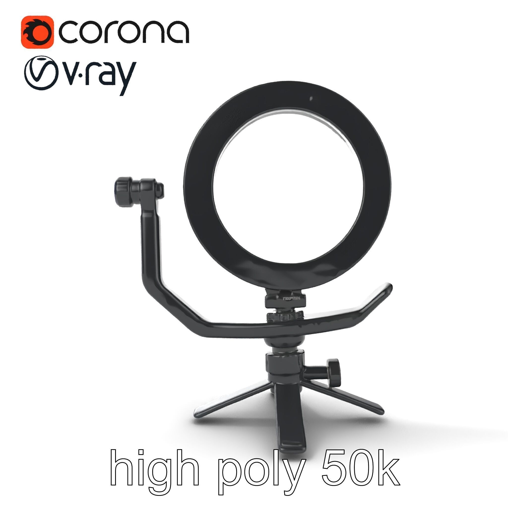 Compact LED Ring Light Adjustable Arms model pack Low-poly 3D model_19