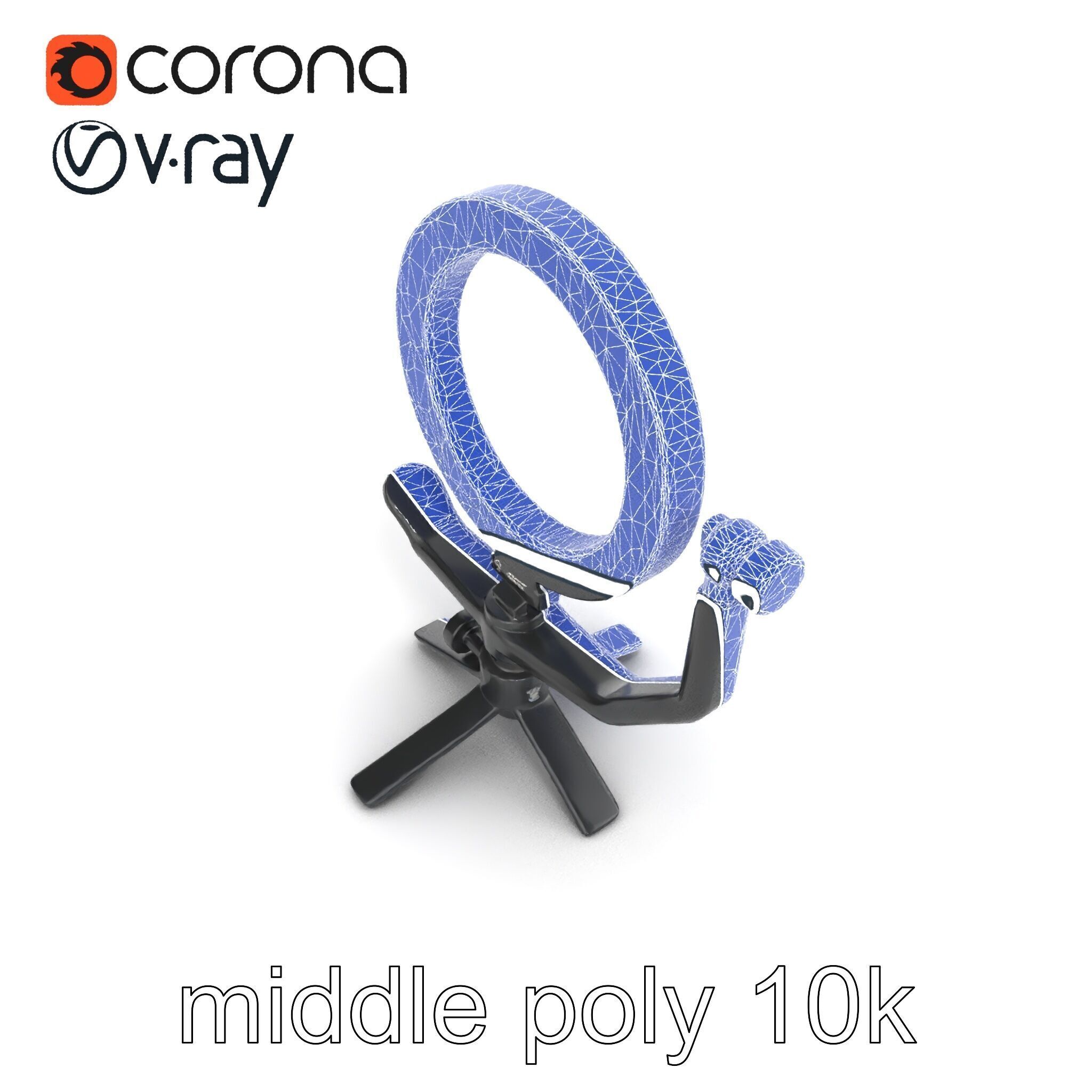 Compact LED Ring Light Adjustable Arms model pack Low-poly 3D model_14
