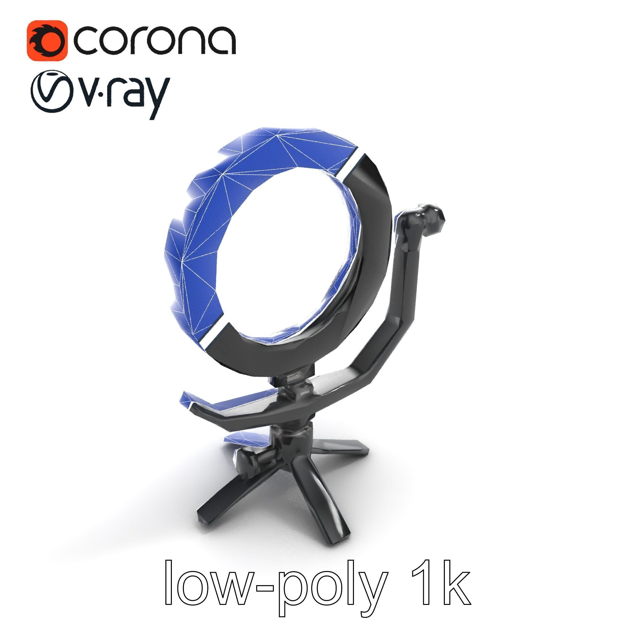 Compact LED Ring Light Adjustable Arms model pack Low-poly 3D model_23