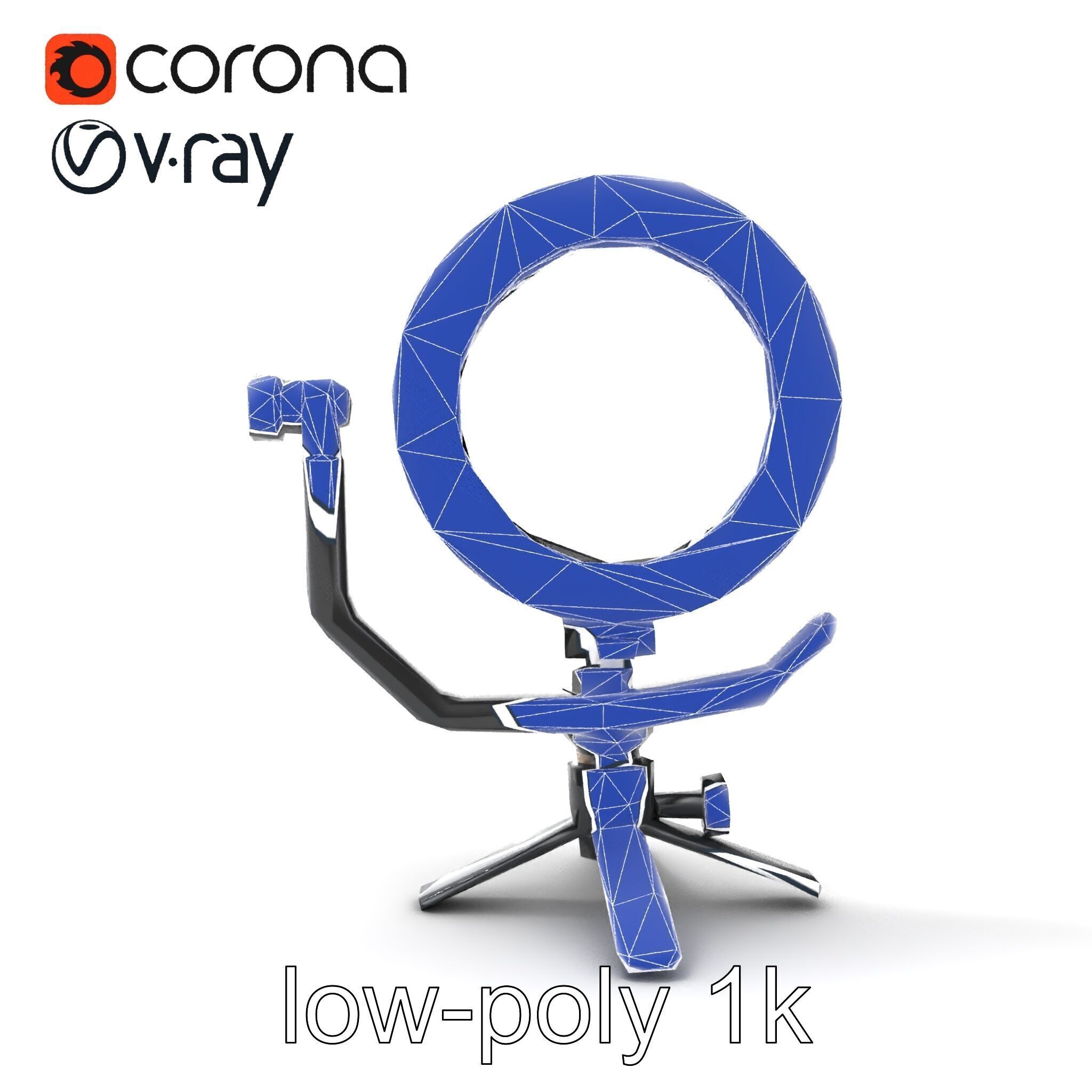 Compact LED Ring Light Adjustable Arms model pack Low-poly 3D model_27
