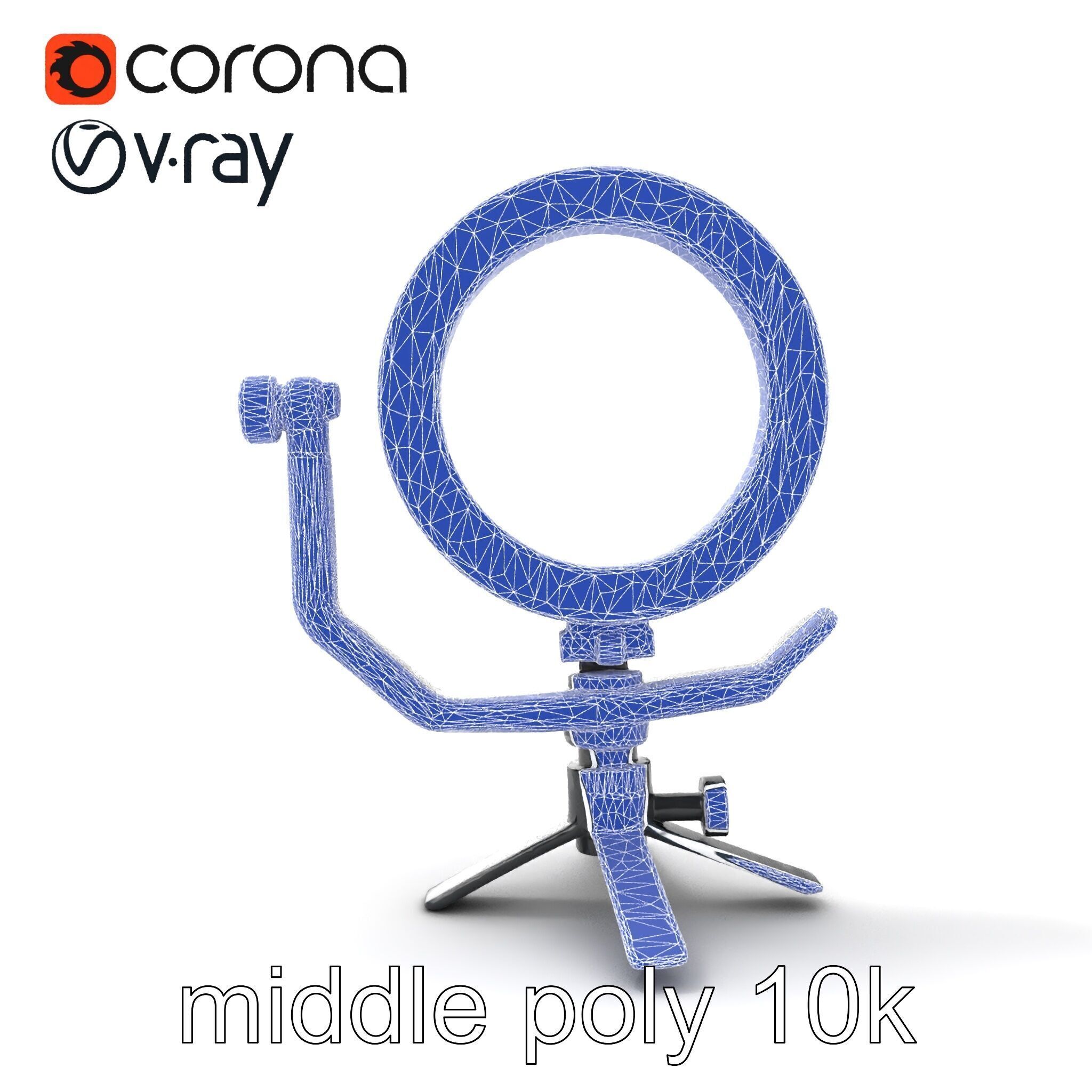 Compact LED Ring Light Adjustable Arms model pack Low-poly 3D model_30