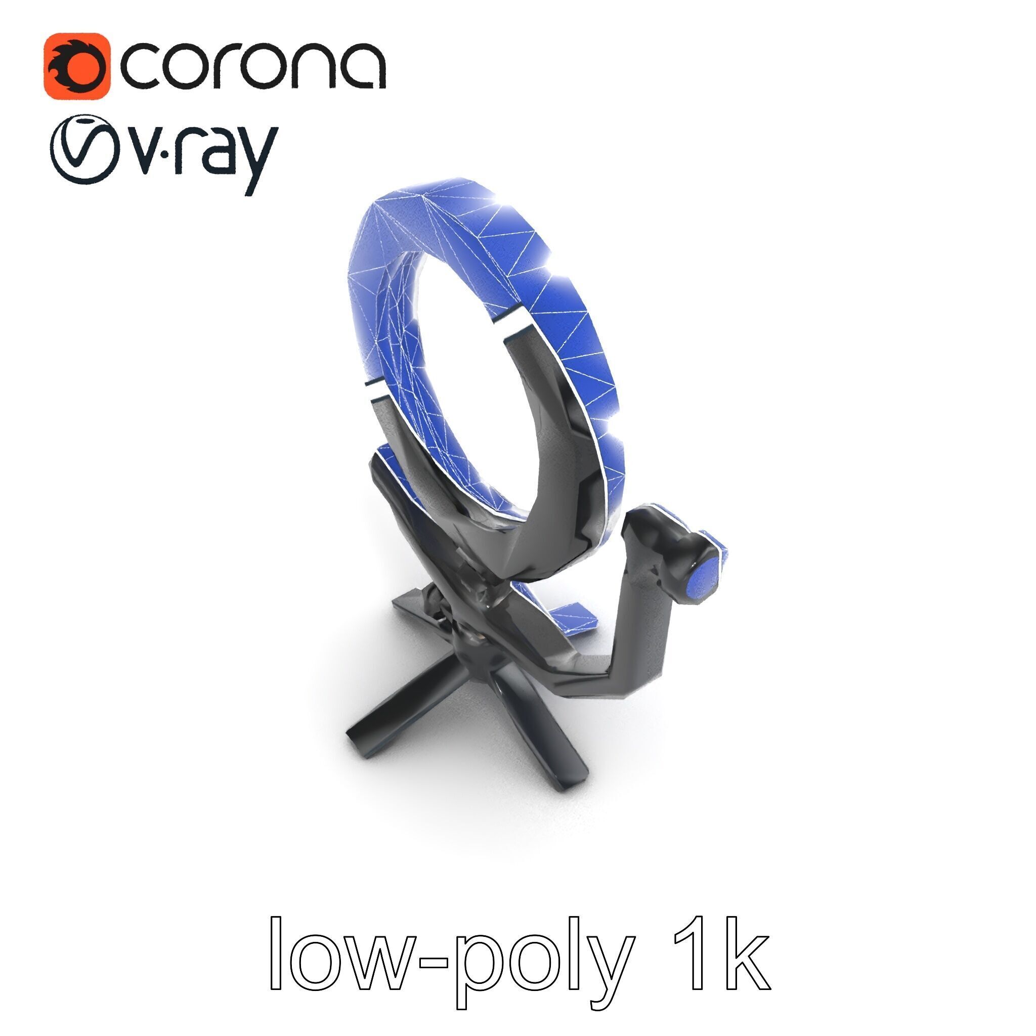 Compact LED Ring Light Adjustable Arms model pack Low-poly 3D model_28
