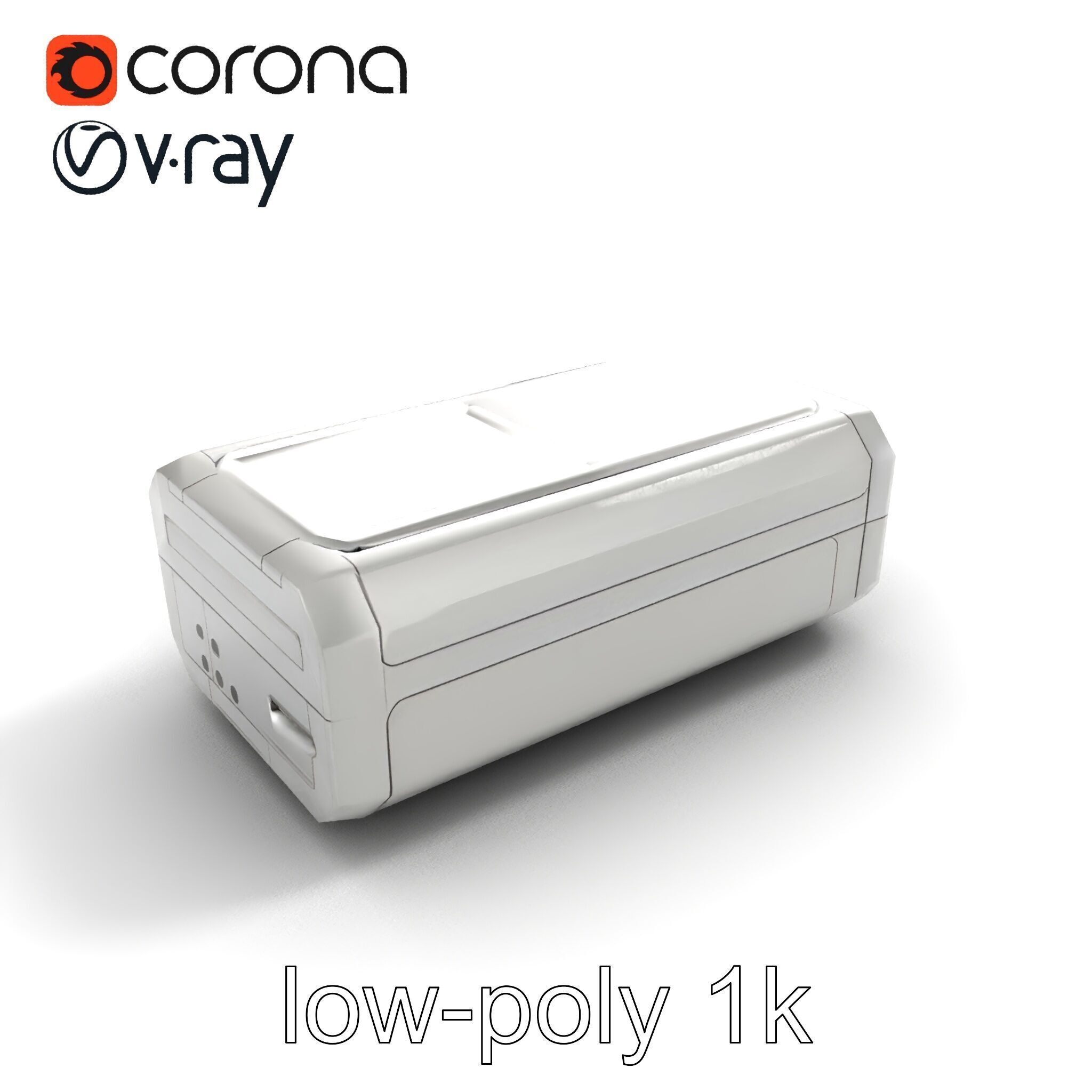 High-Capacity Steel Gray Battery Pack model pack Low-poly 3D model_9