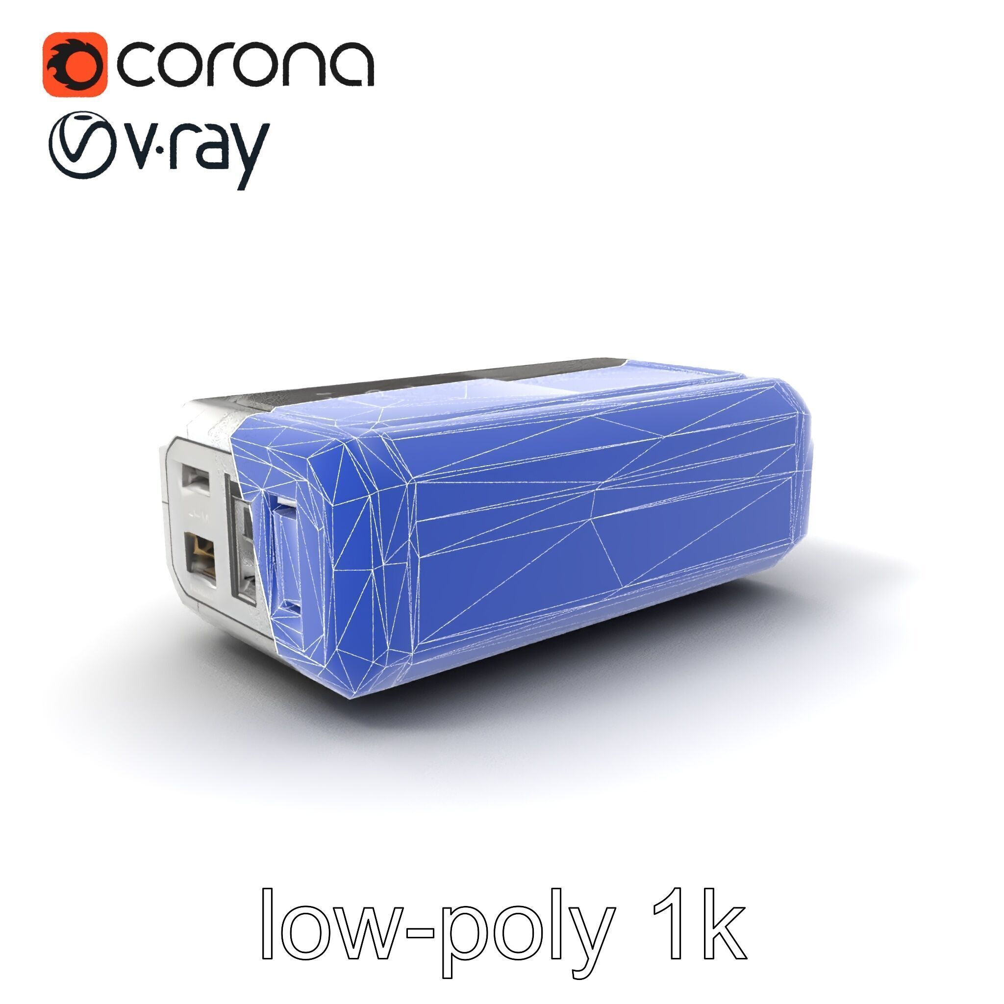 High-Capacity Steel Gray Battery Pack model pack Low-poly 3D model_7