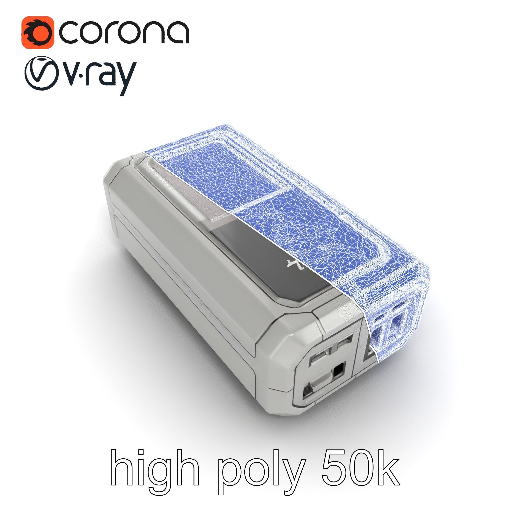 High-Capacity Steel Gray Battery Pack model pack Low-poly 3D model_32