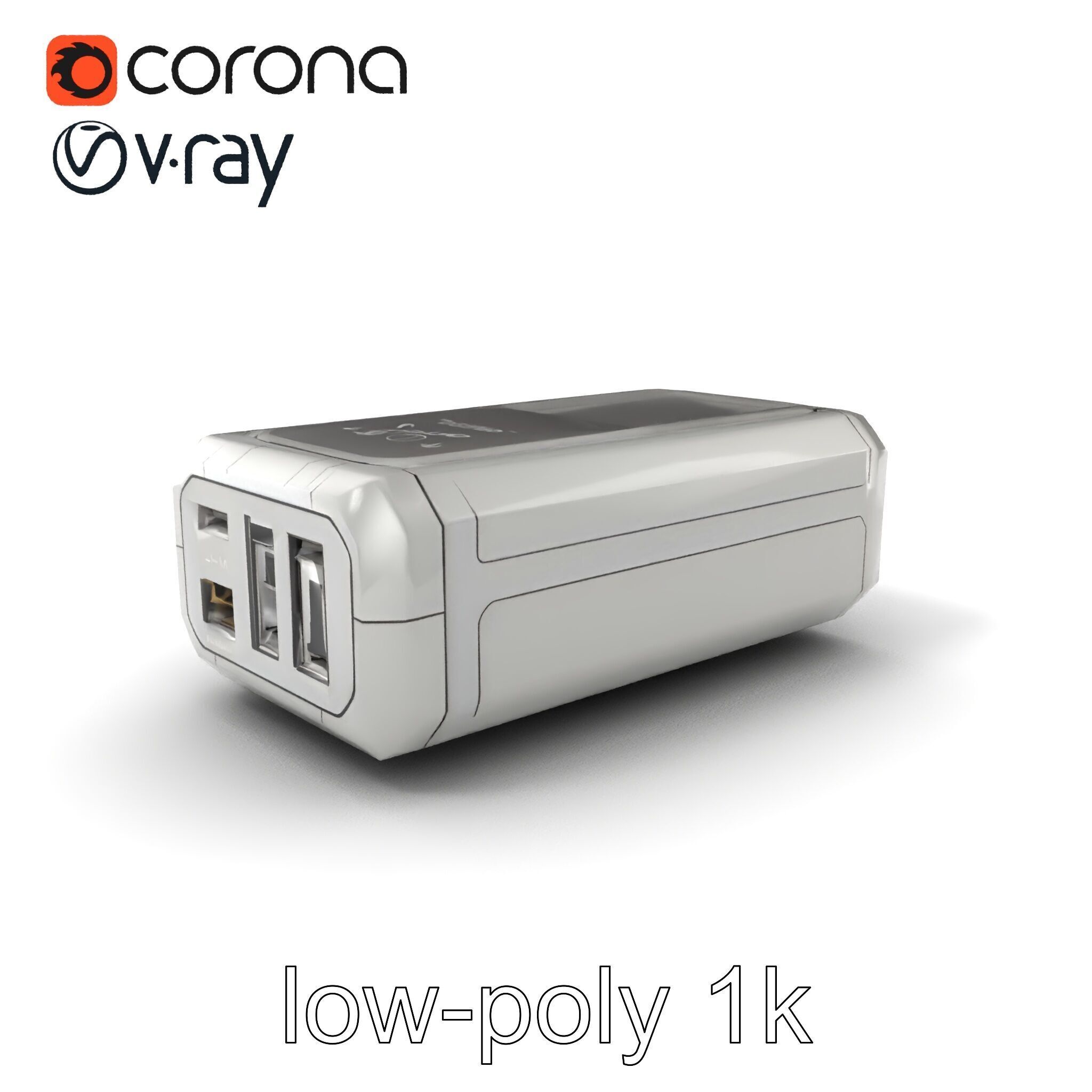 High-Capacity Steel Gray Battery Pack model pack Low-poly 3D model_5