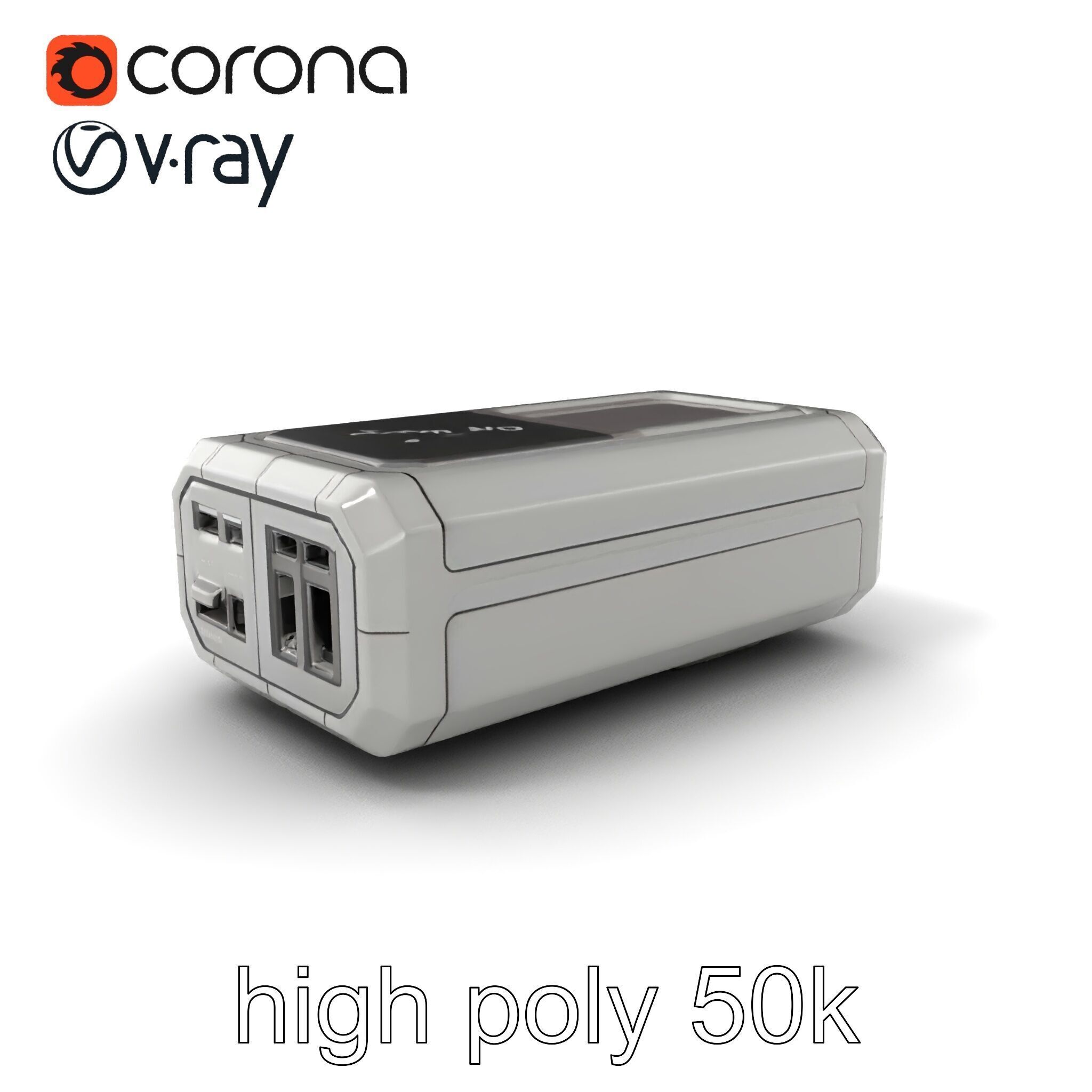 High-Capacity Steel Gray Battery Pack model pack Low-poly 3D model_2