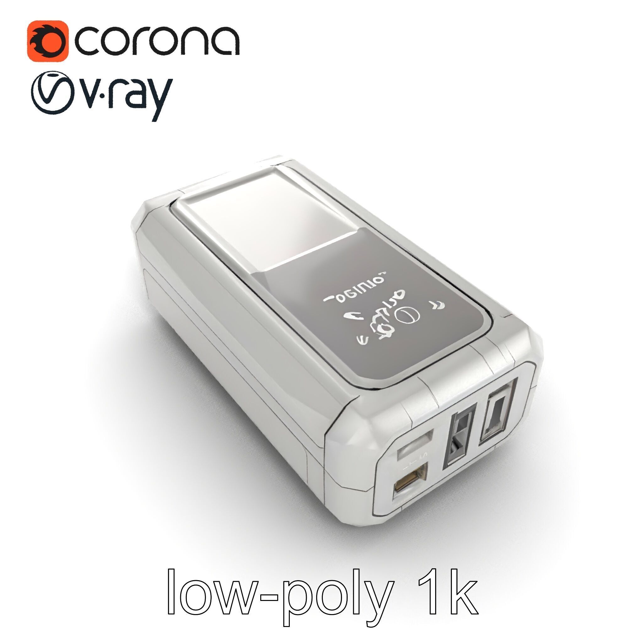 High-Capacity Steel Gray Battery Pack model pack Low-poly 3D model_16