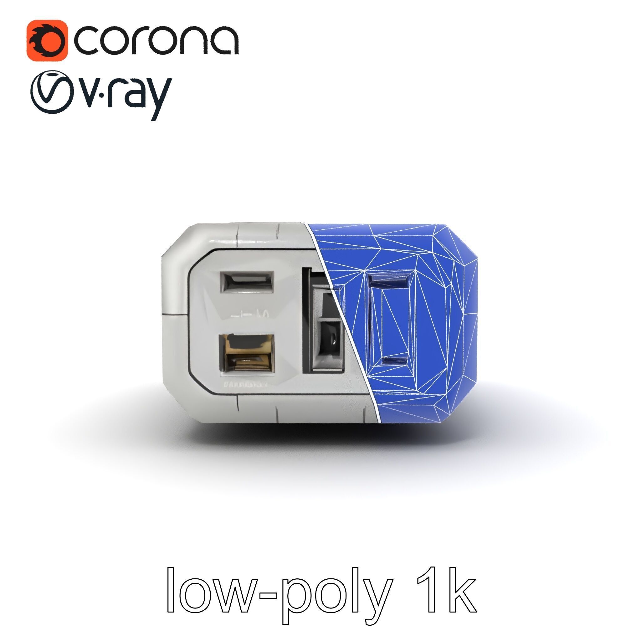 High-Capacity Steel Gray Battery Pack model pack Low-poly 3D model_20