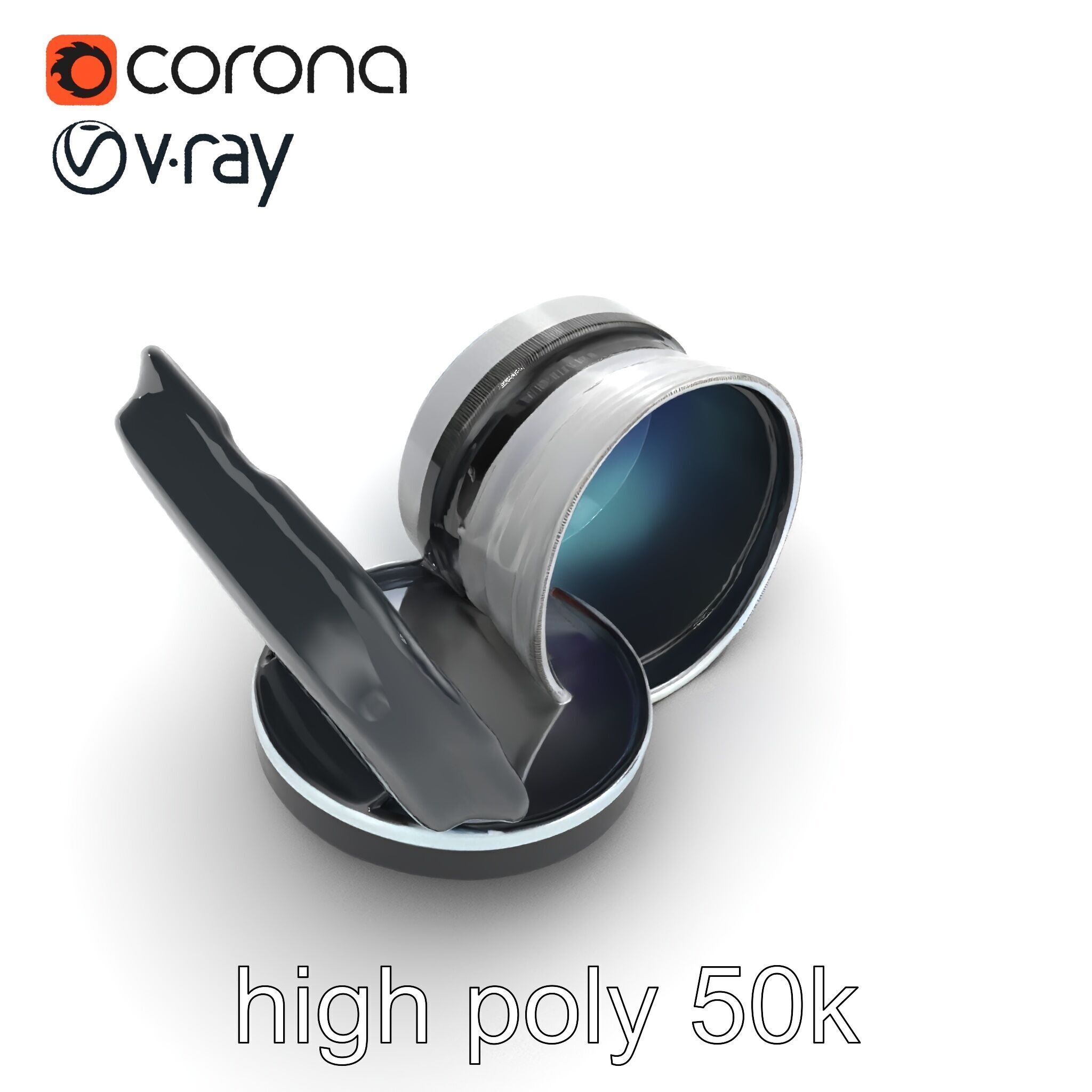 Interchangeable Lens Filter Compact Case Model Pack Low-poly 3D model_15